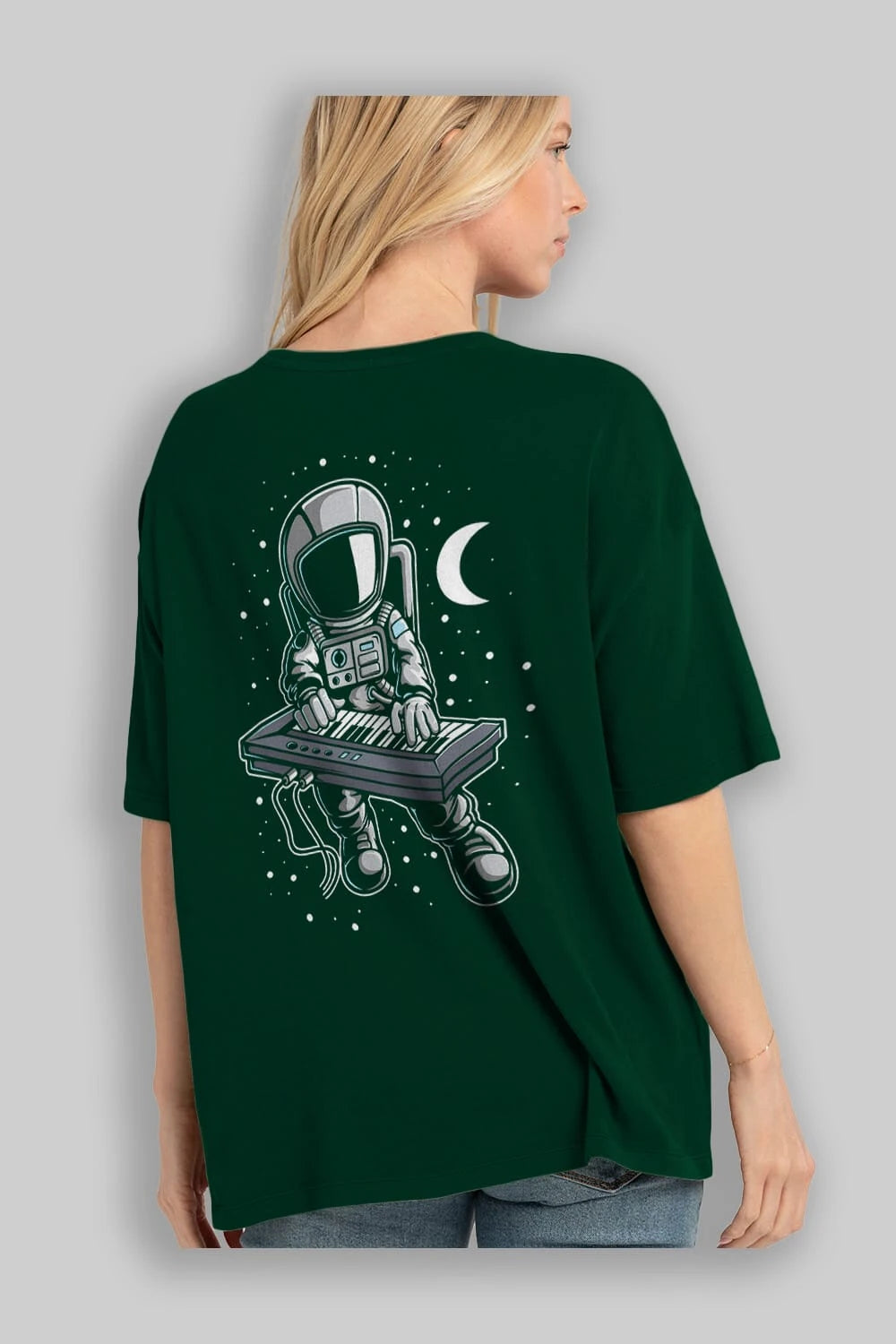 Astronaut Keyboard (2) Arka Baskılı Oversize t-shirt Erkek Kadın Unisex