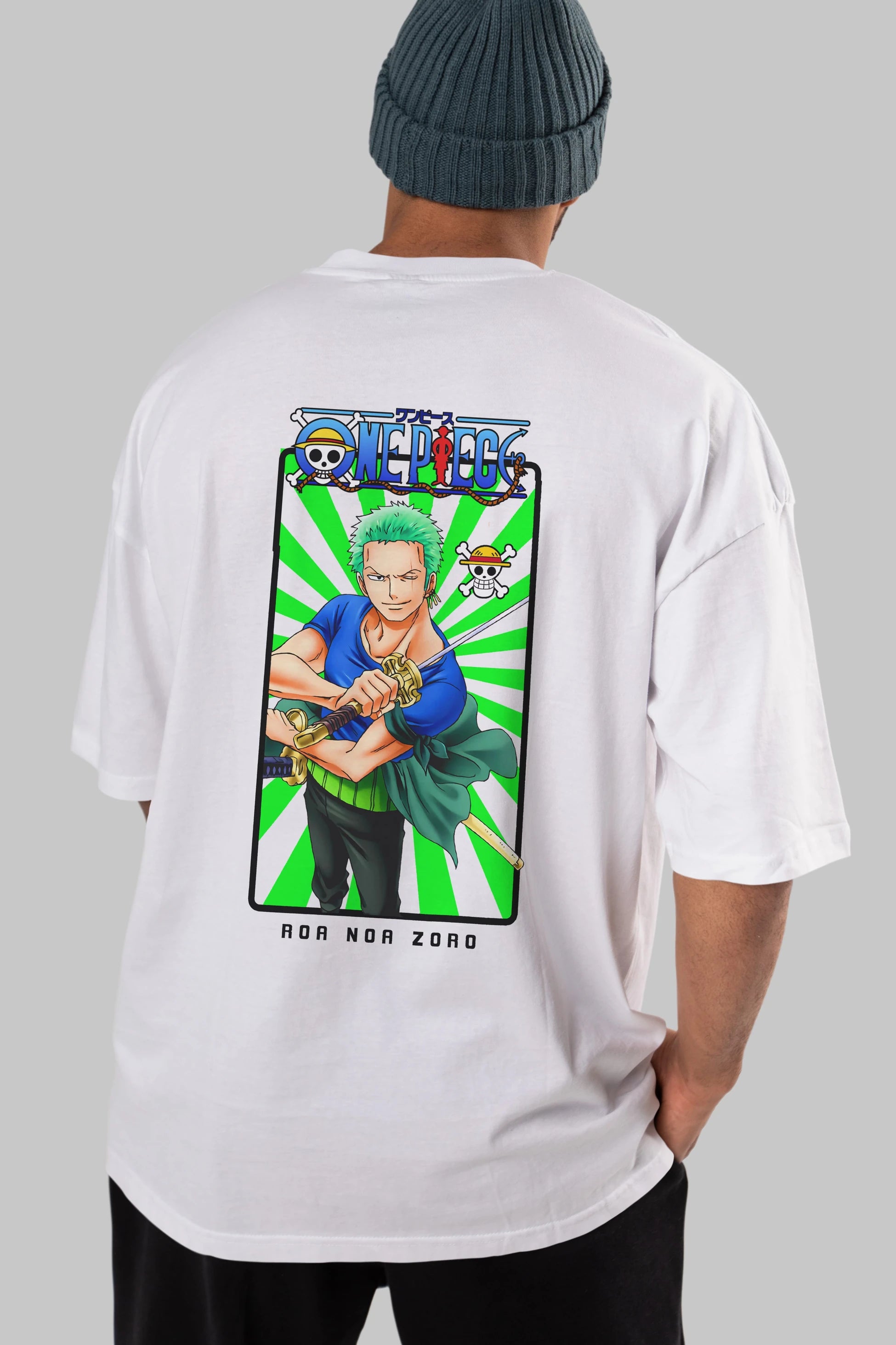 Roronoa Zoro 6 Anime Arka Baskılı Oversize t-shirt Erkek Kadın Unisex %100 pamuk tişort