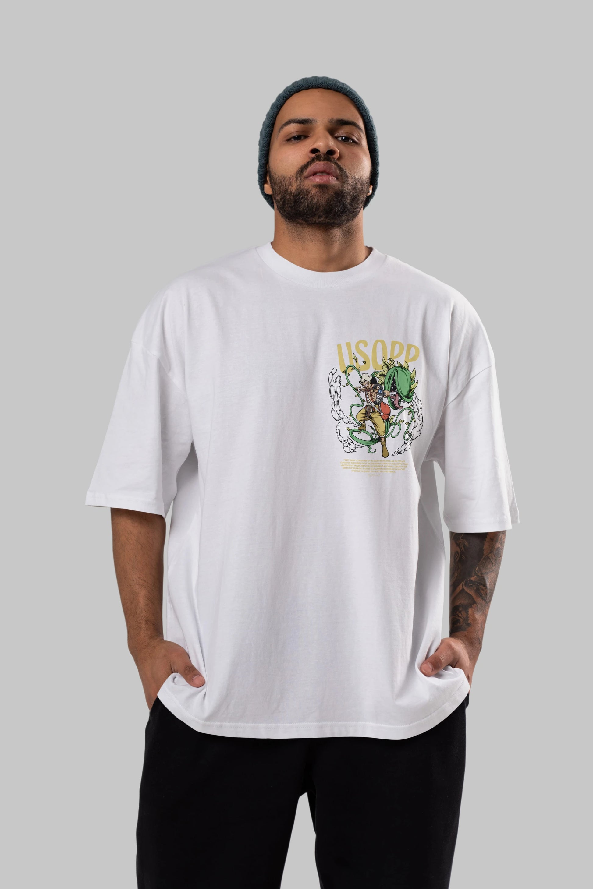 Usopp Ön Sol Baskılı Oversize t-shirt Erkek Kadın Unisex %100 Pamuk Bisiklet Yaka tişort