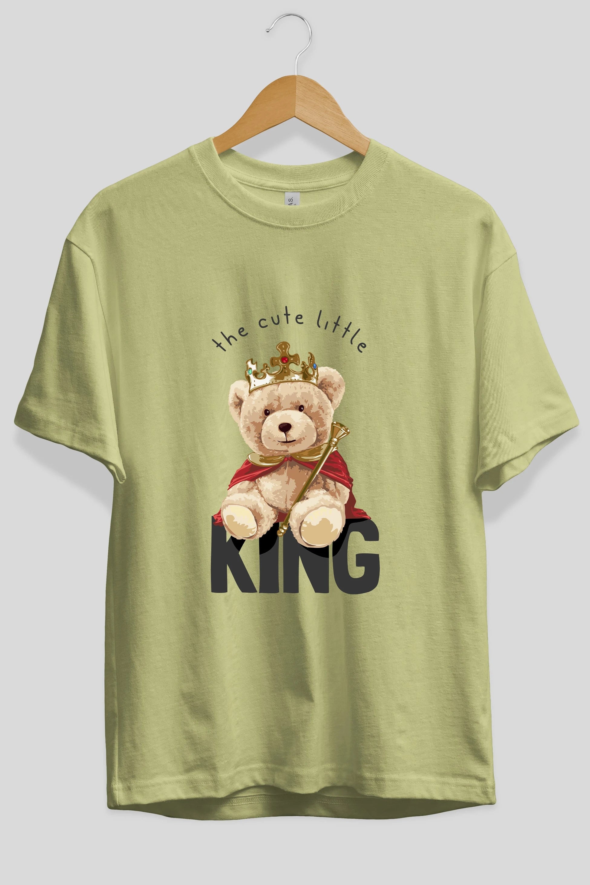 Teddy Bear King Ön Baskılı Oversize t-shirt Erkek Kadın Unisex %100 Pamuk