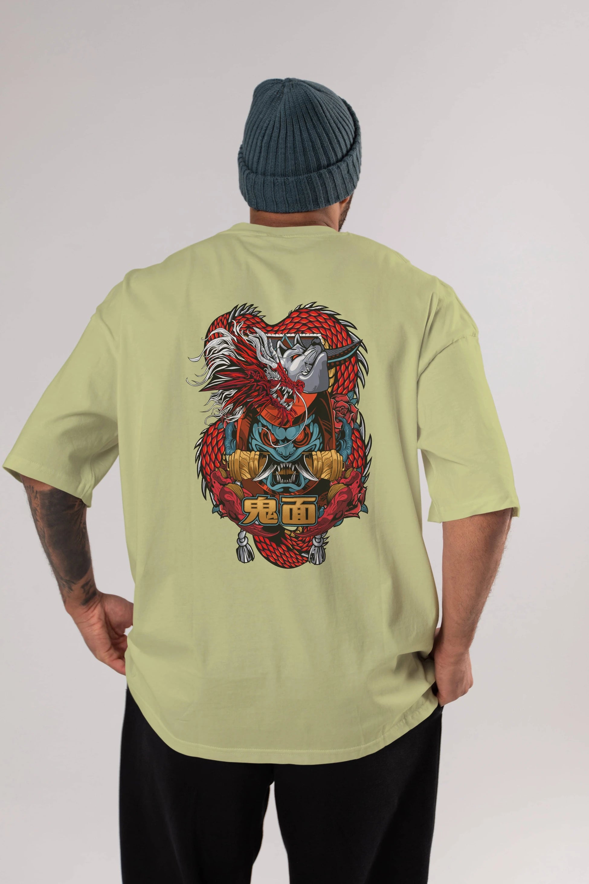 TRIBAL Anime Arka Baskılı Oversize t-shirt Erkek Kadın Unisex