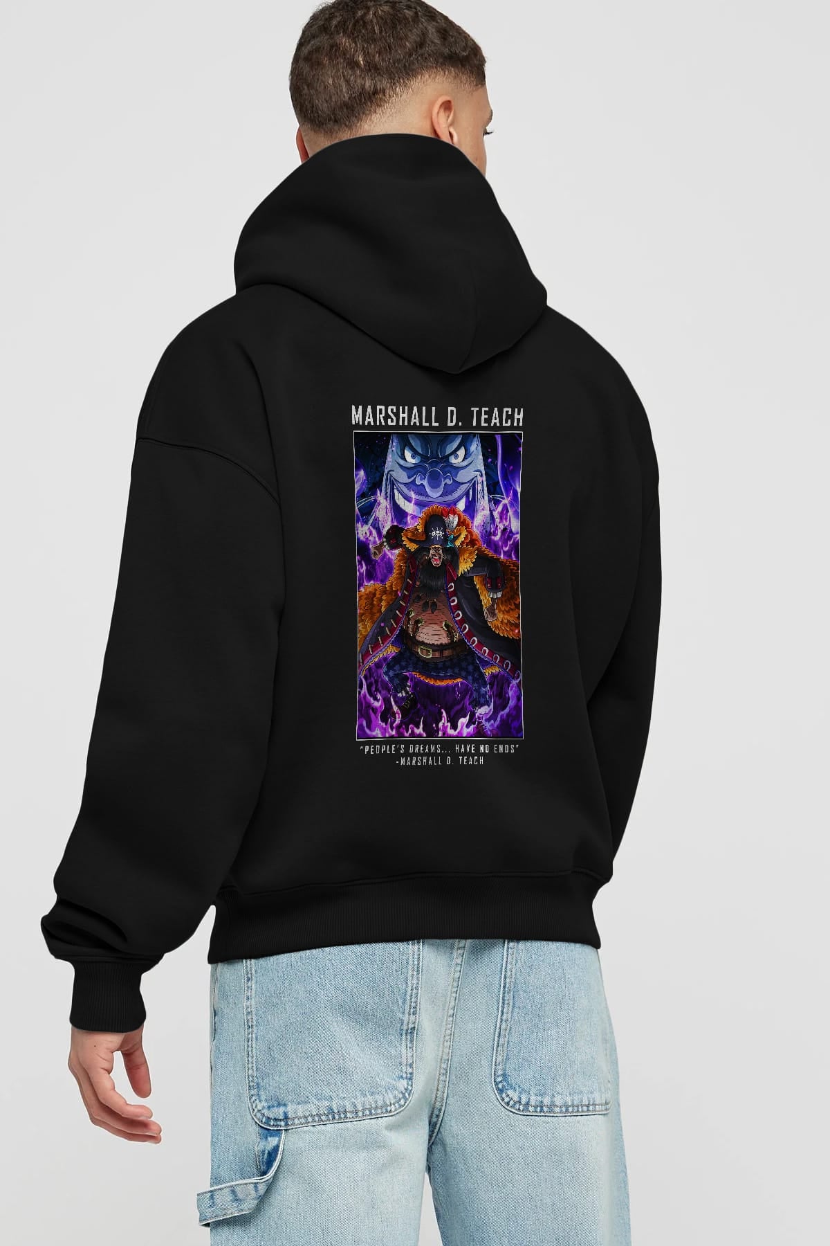 Blackbeard Anime Arka Baskılı Hoodie Oversize Kapüşonlu Sweatshirt Erkek Kadın Unisex