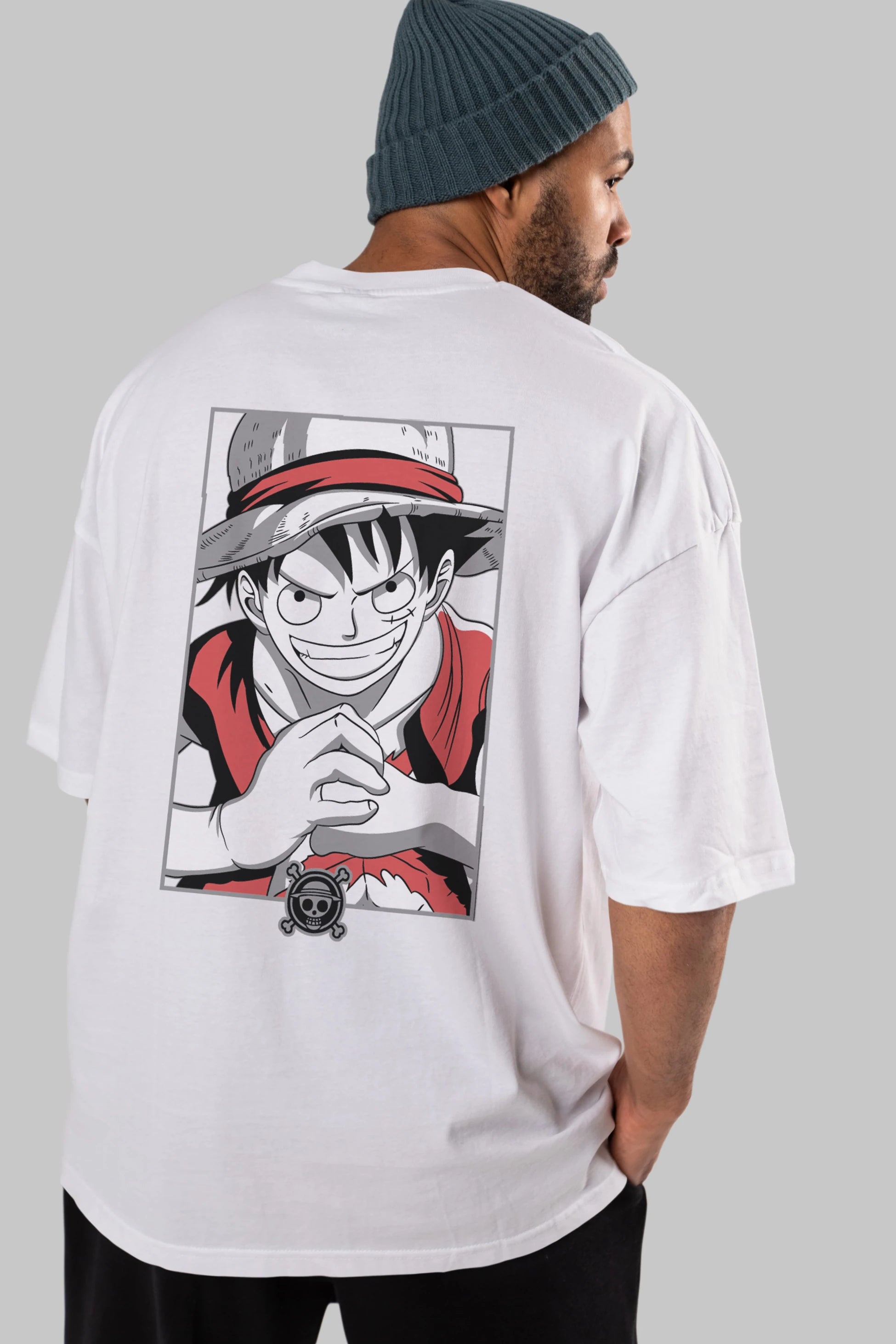 LUFF D. MONKEY OnePiece Anime Arka Baskılı Oversize t-shirt Erkek Kadın Unisex