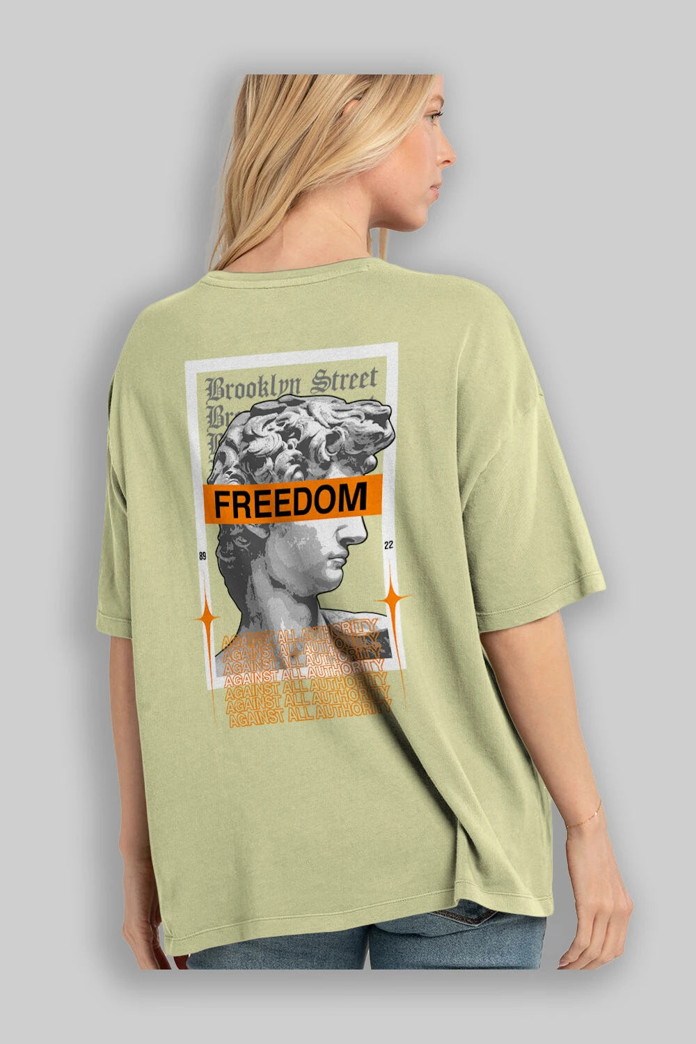 Brooklyn Street Arka Baskılı Oversize t-shirt Erkek Kadın Unisex