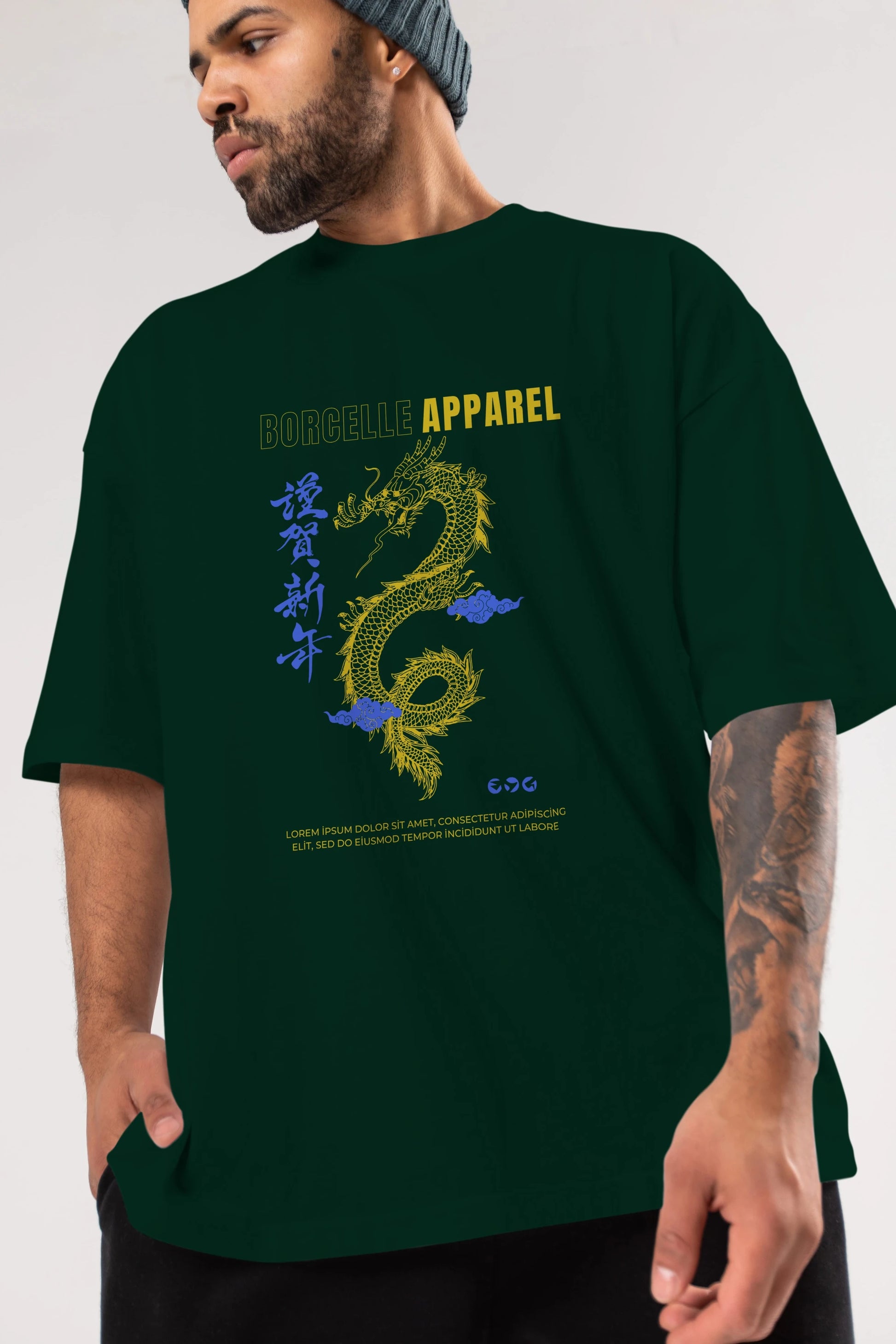 Borcelle Apparel Yazılı Ön Baskılı Oversize t-shirt Erkek Kadın Unisex