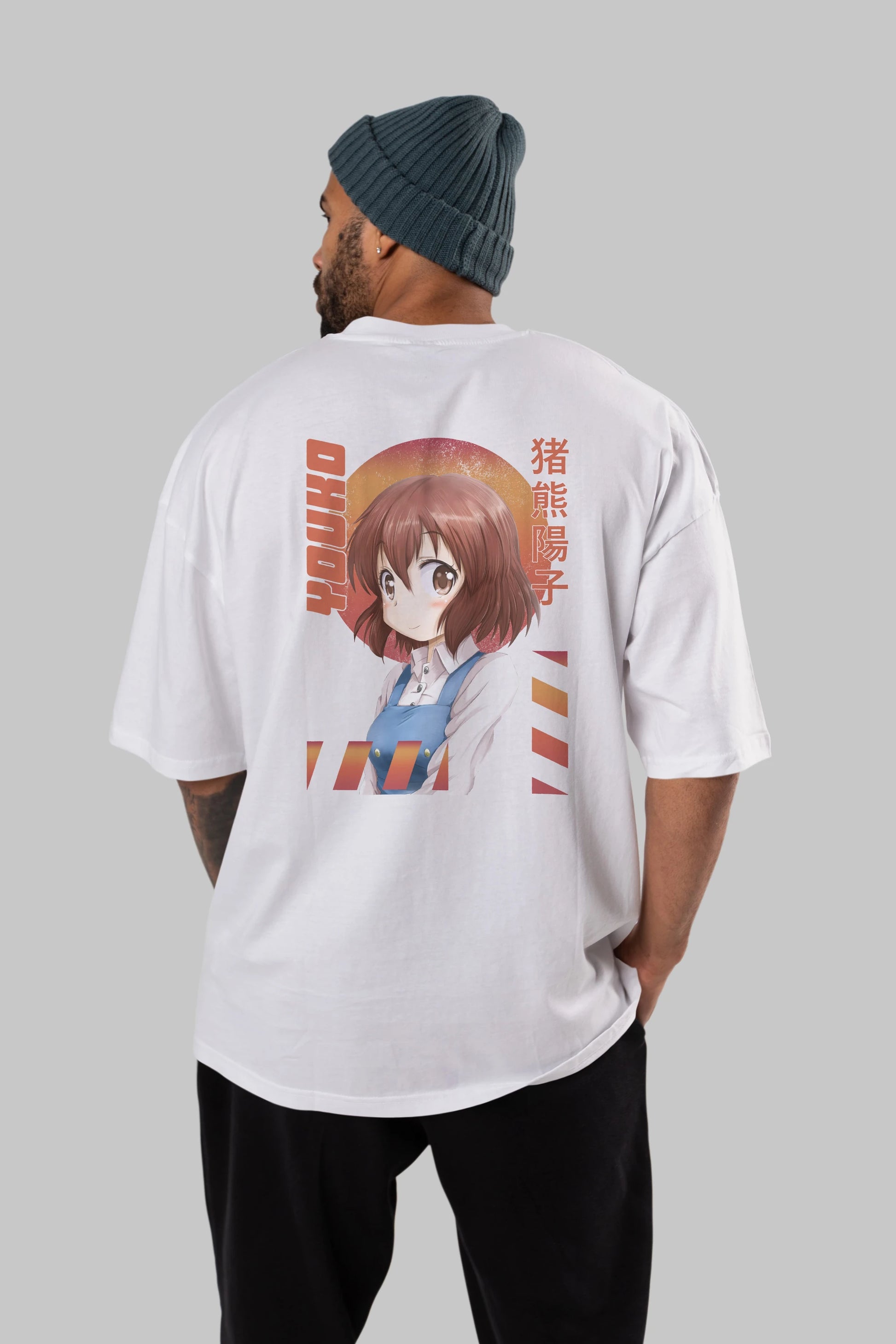 Youko Inokuma 5 Anime Arka Baskılı Oversize t-shirt Erkek Kadın Unisex