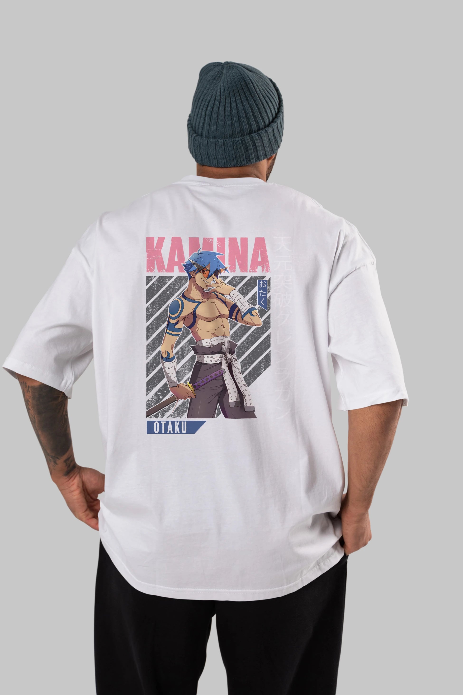 Kamina 5 Anime Arka Baskılı Oversize t-shirt Erkek Kadın Unisex