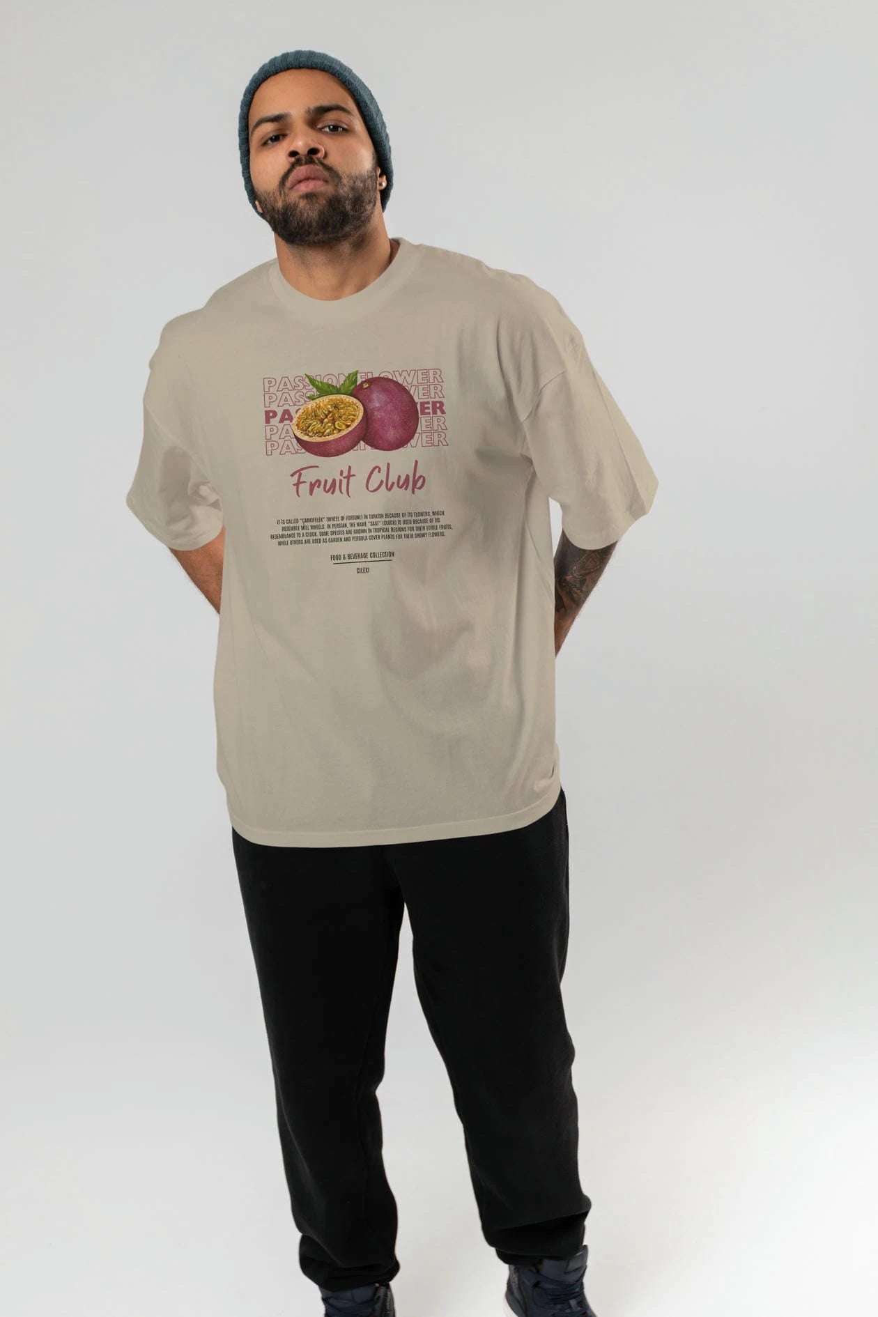 Passionflower Ön Baskılı Oversize t-shirt Erkek Kadın Pamuk Bisiklet Yaka tişort