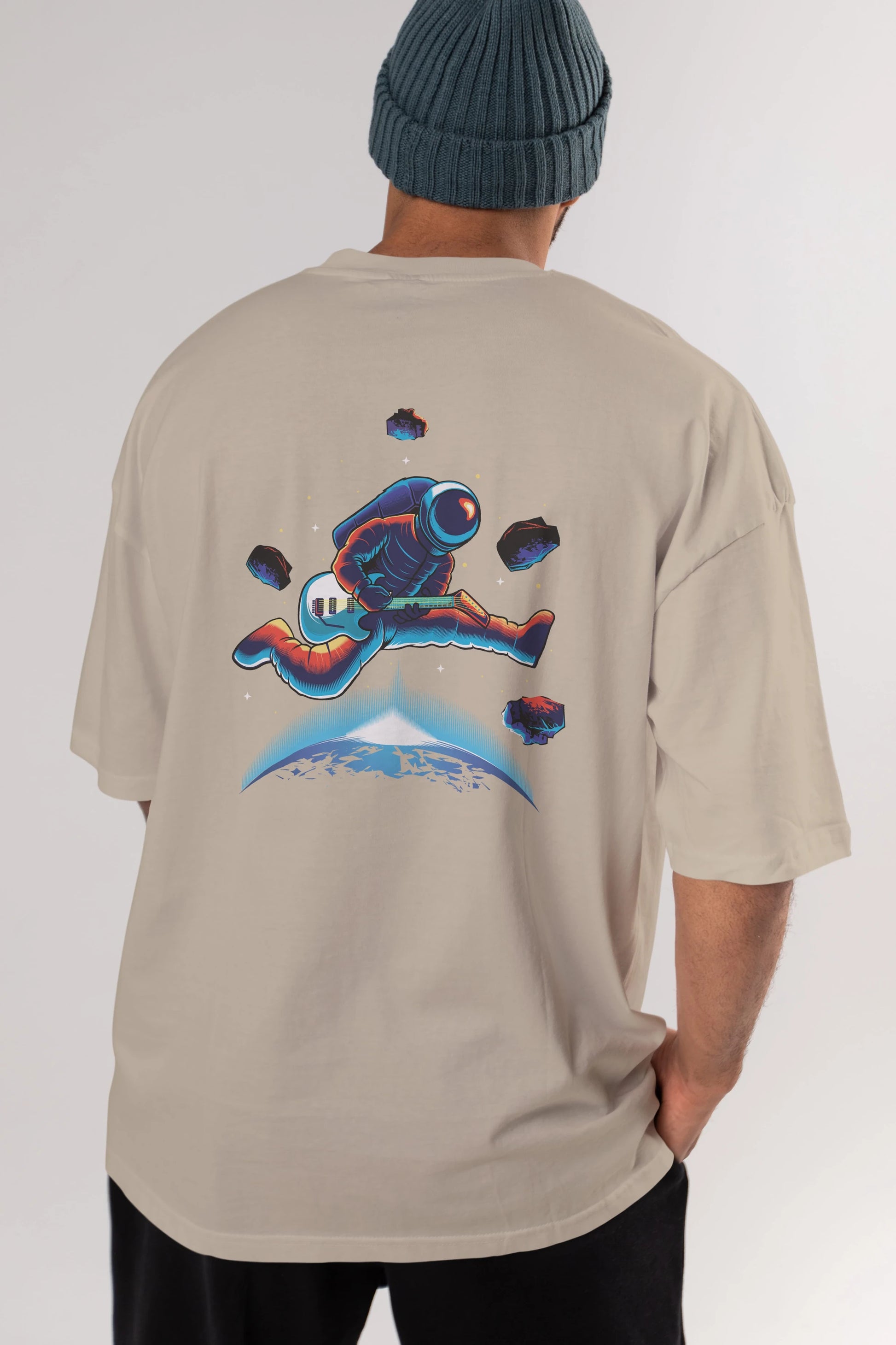 Astroguitar Arka Baskılı Oversize t-shirt Erkek Kadın Unisex
