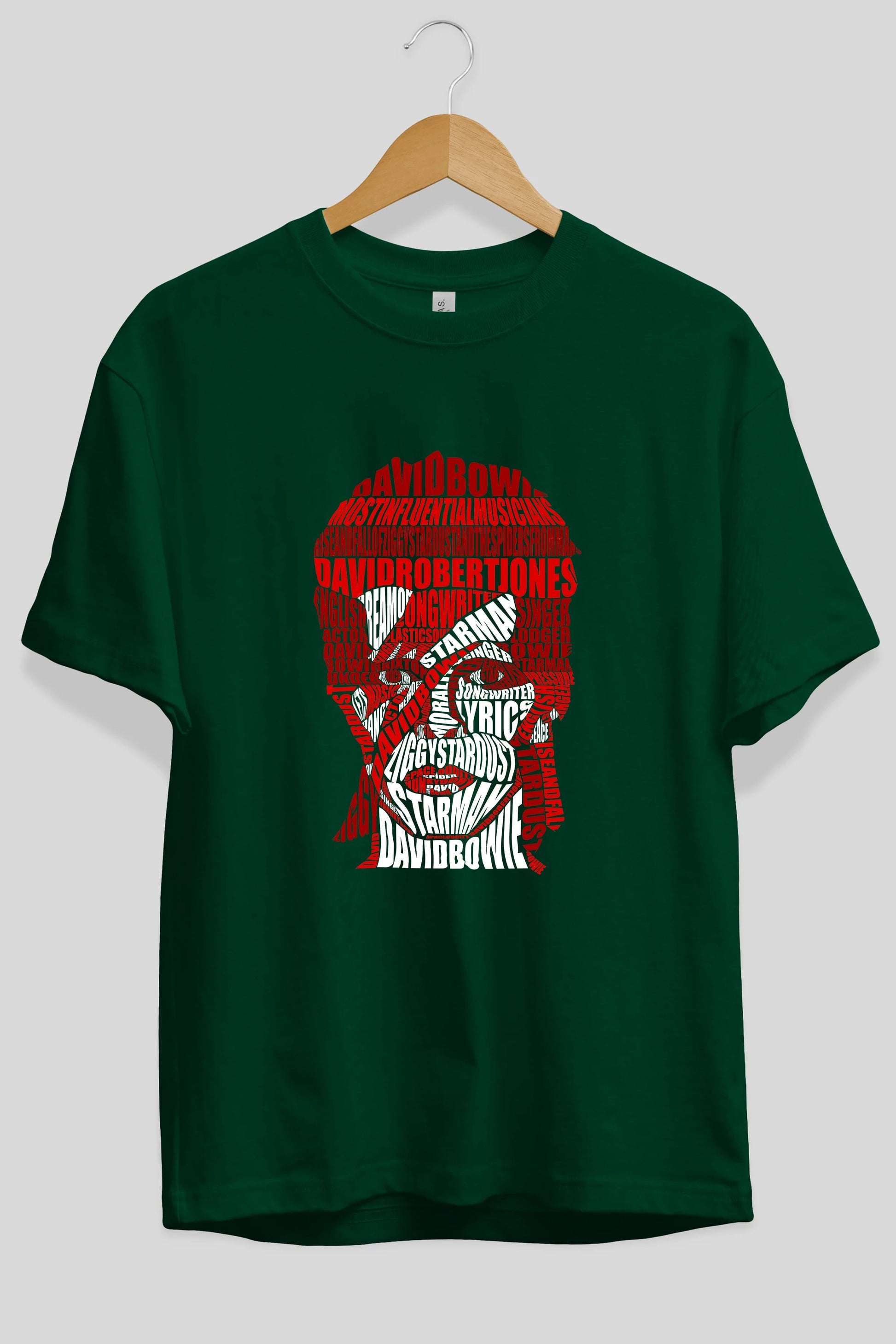 David Bowie Calligram Ön Baskılı Oversize t-shirt %100 pamuk Erkek Kadın Unisex