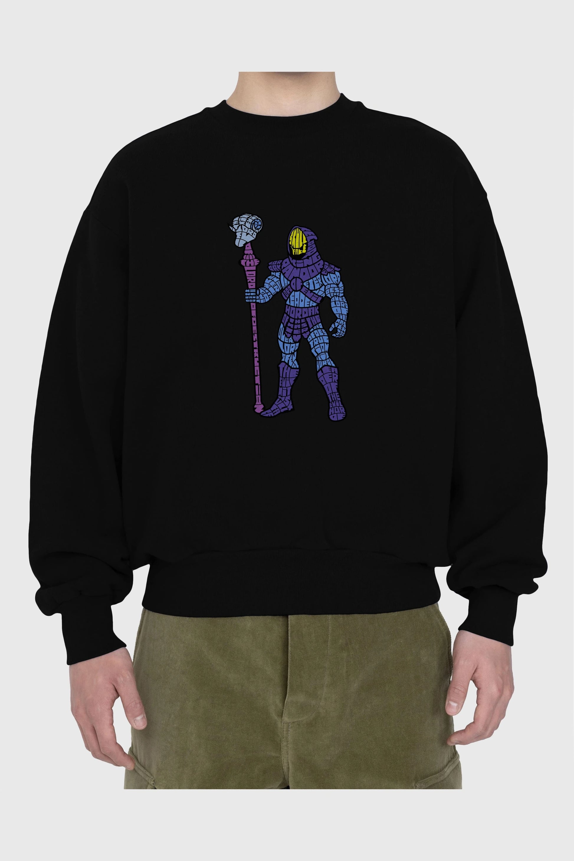 Skull Face Ön Baskılı Oversize Sweatshirt Erkek Kadın Unisex