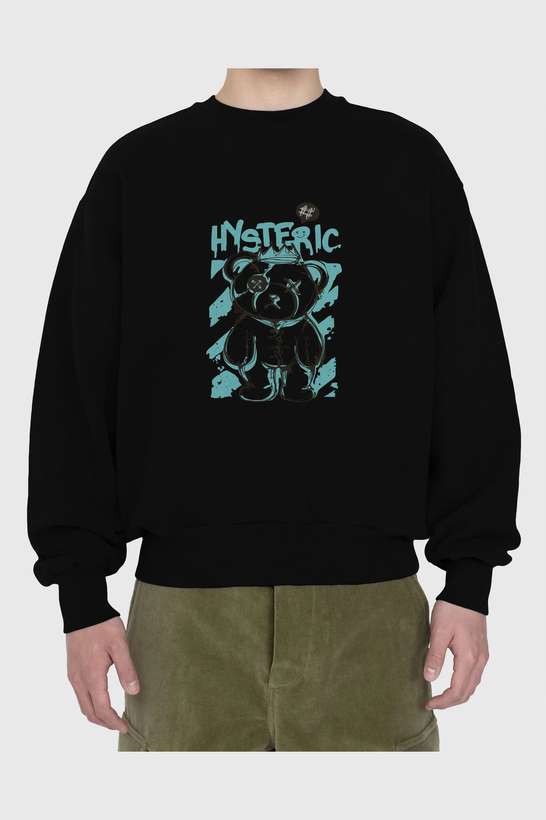 Hysteric Bear Ön Baskılı Oversize Sweatshirt Erkek Kadın Unisex