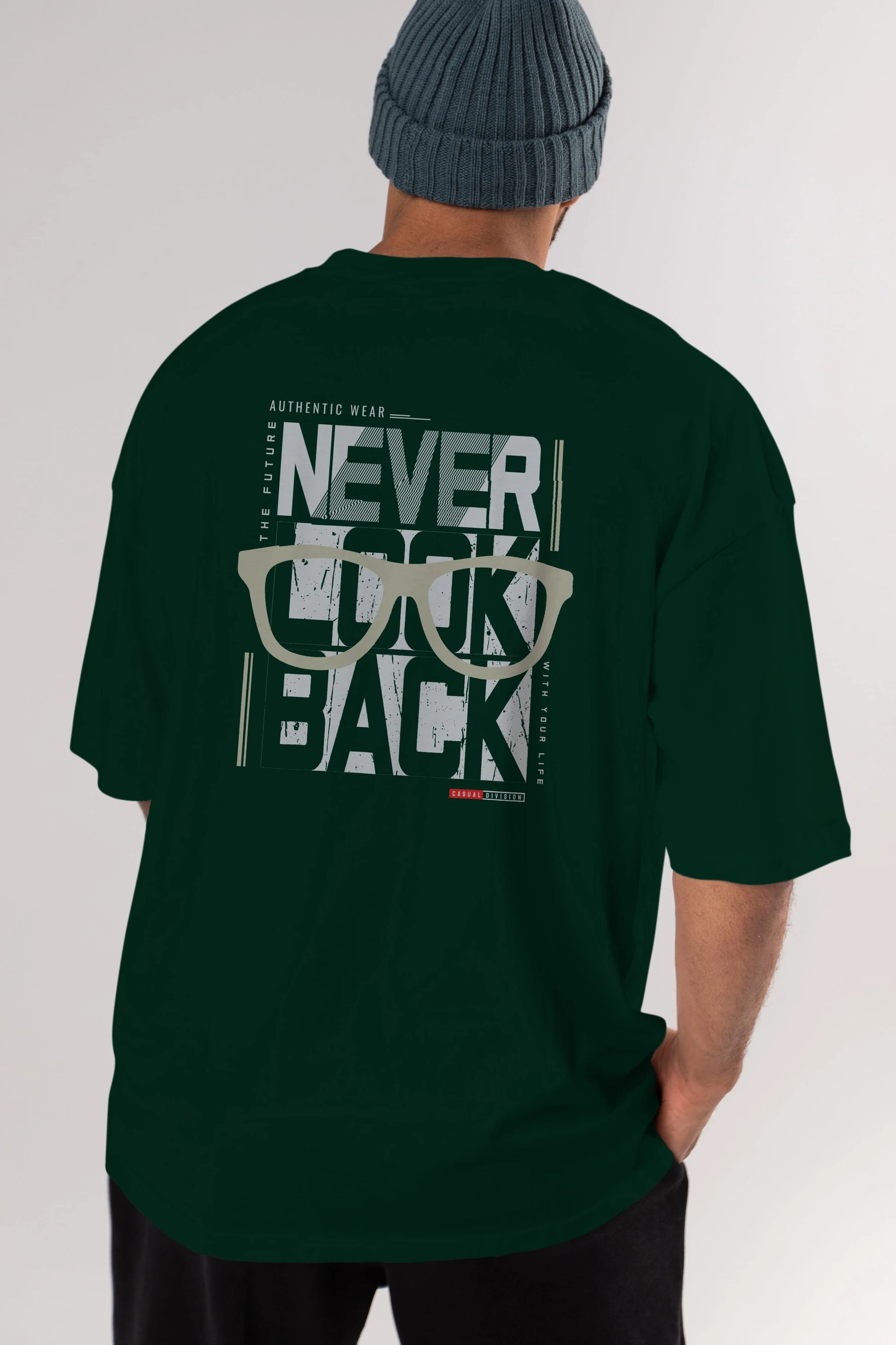Never Look Back Arka Baskılı Oversize t-shirt Erkek Kadın Unisex