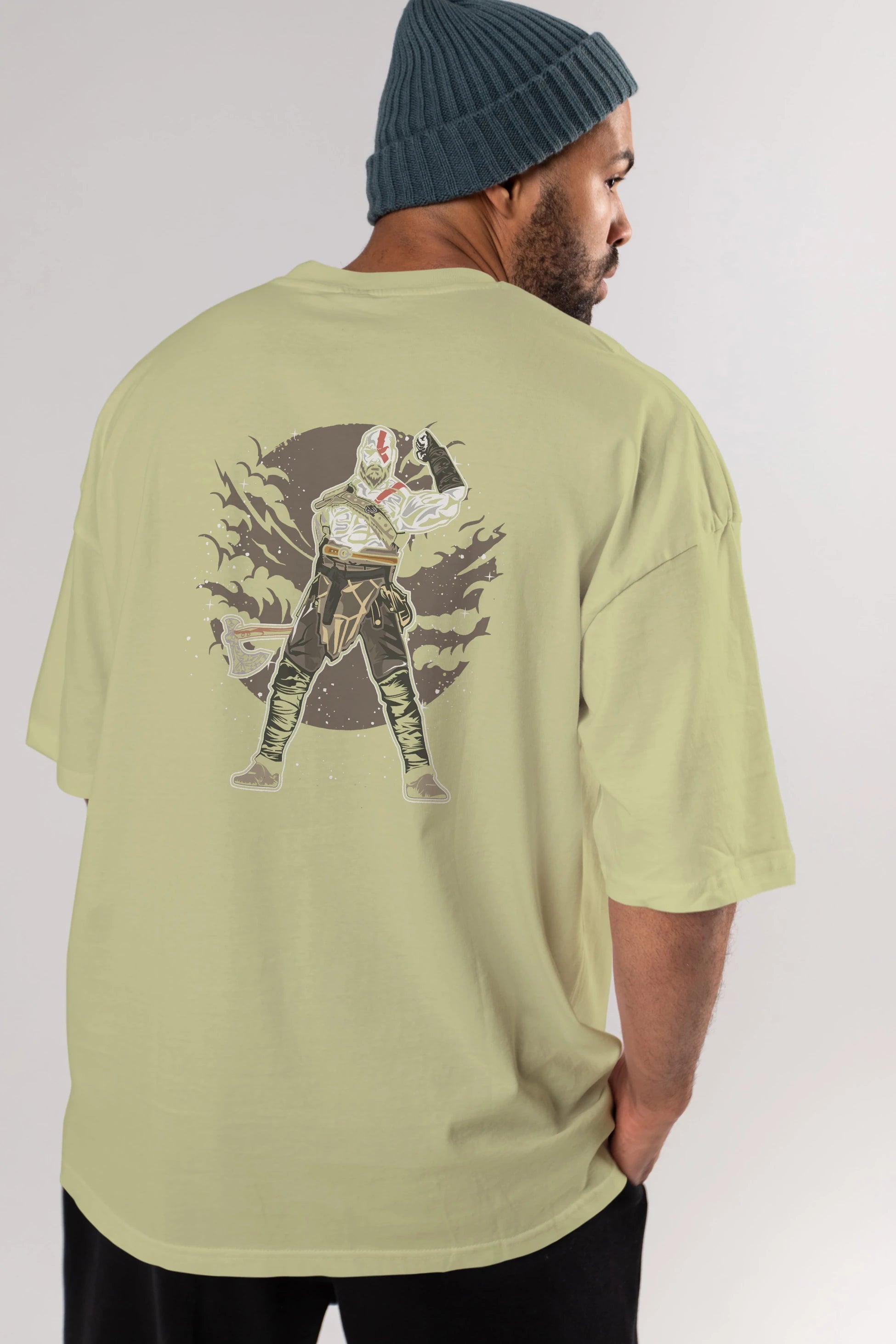 GOD OF WAR Arka Baskılı Oversize t-shirt Erkek Kadın Unisex %100 Pamuk