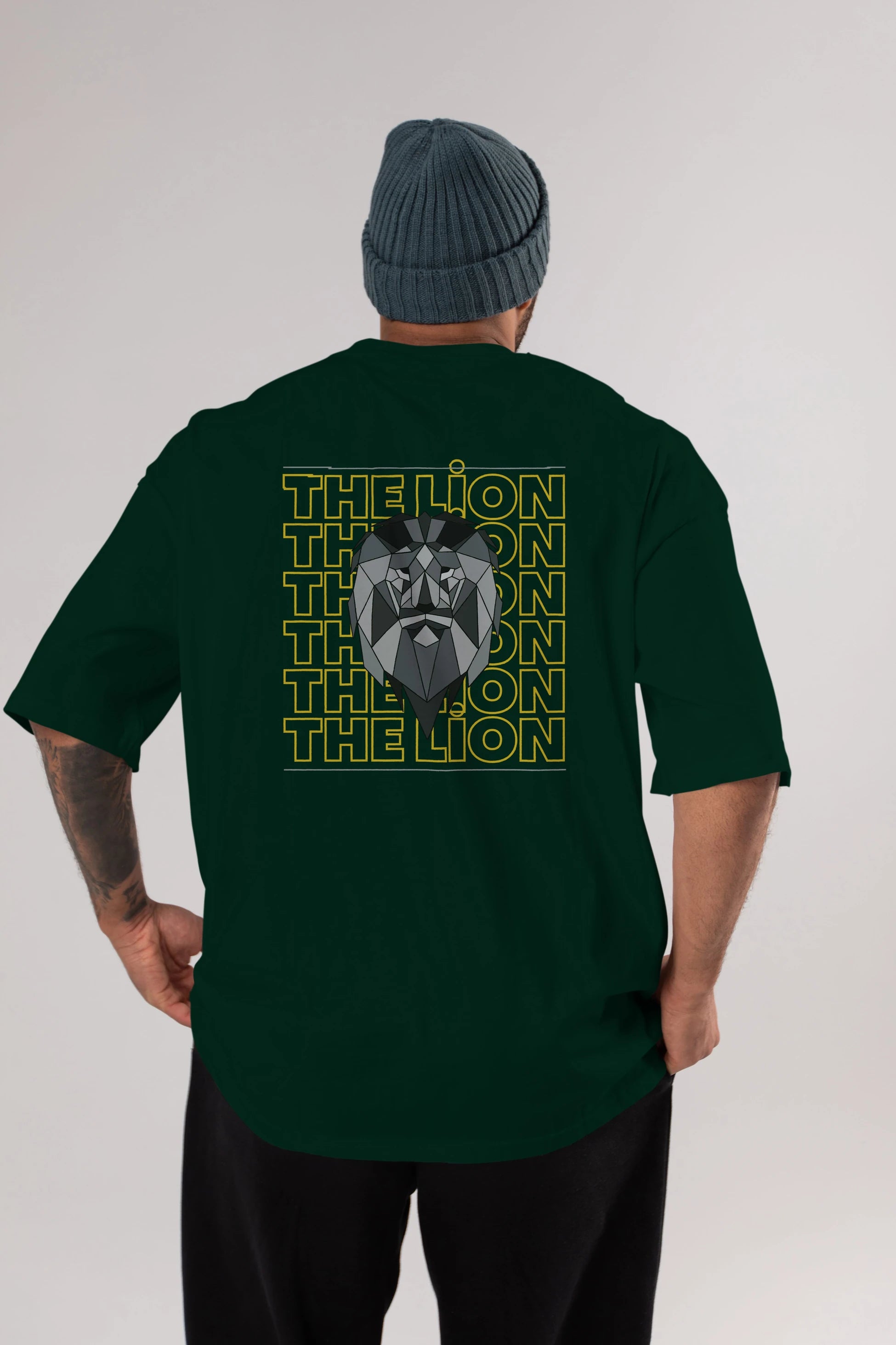The Lion Yazılı Arka Baskılı Oversize t-shirt Erkek Kadın Unisex
