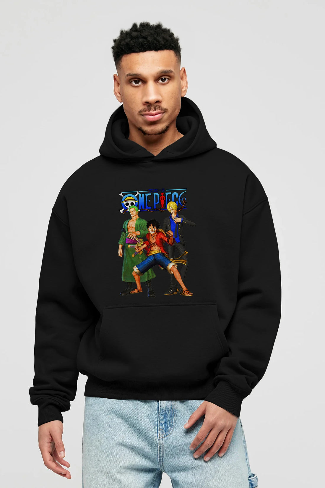 Luffy Sanji Zoro Anime Ön Baskılı Hoodie Oversize Kapüşonlu Sweatshirt Erkek Kadın Unisex