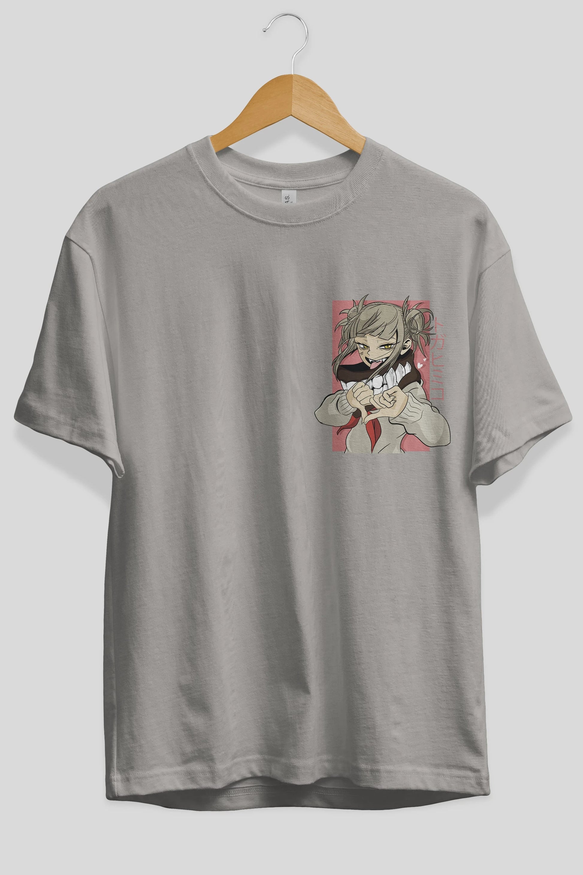 Himiko Toga Ön Sol Baskılı Oversize t-shirt Erkek Kadın Unisex %100 Pamuk Bisiklet Yaka tişort