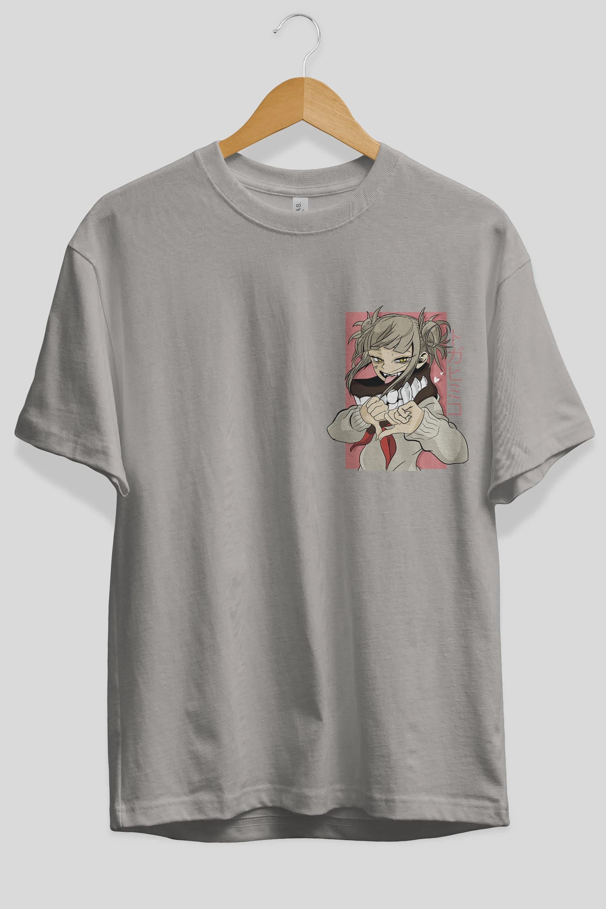 Himiko Toga Ön Sol Baskılı Oversize t-shirt Erkek Kadın Unisex %100 Pamuk Bisiklet Yaka tişort