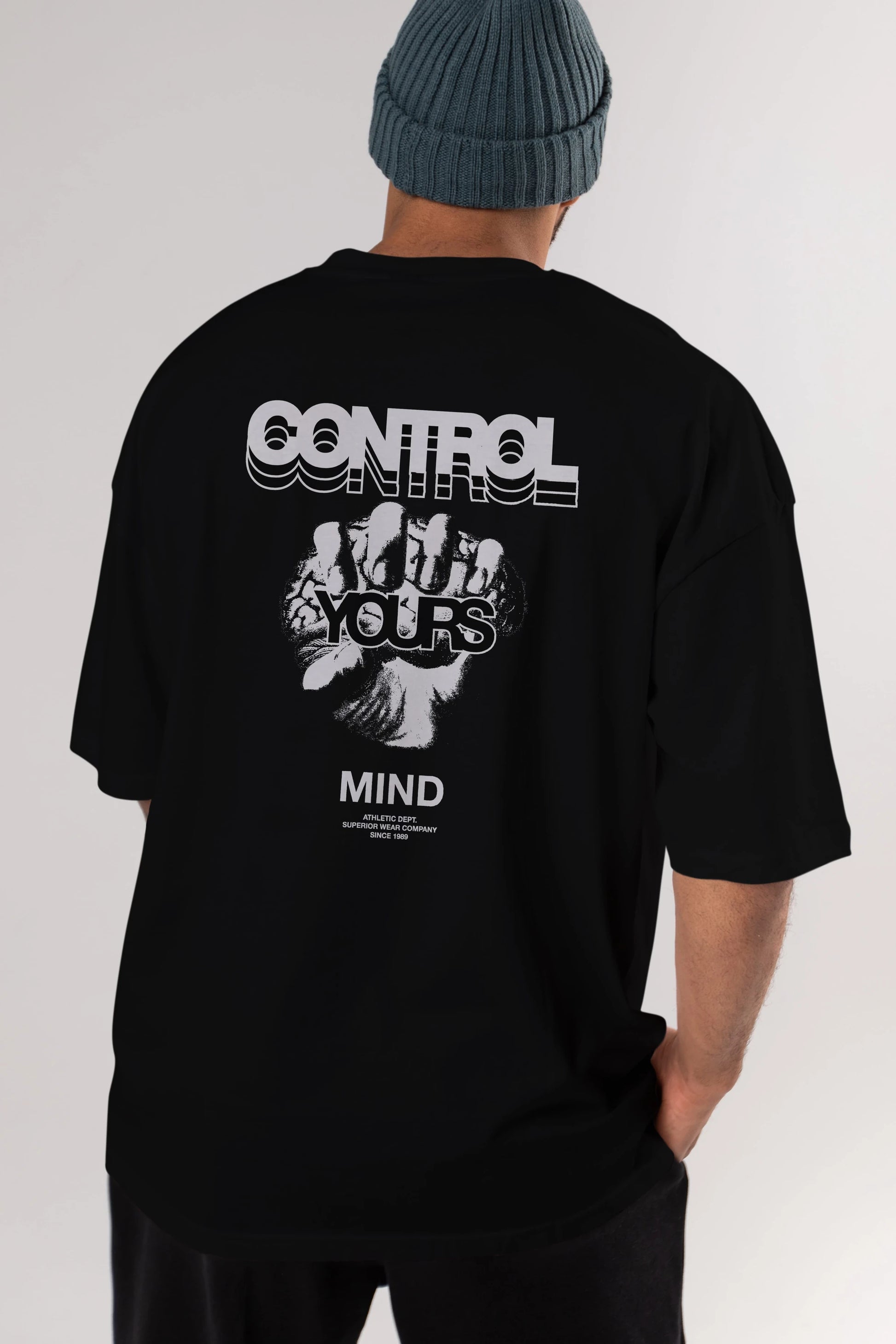 Control Your Mind Arka Baskılı Oversize t-shirt Erkek Kadın Unisex