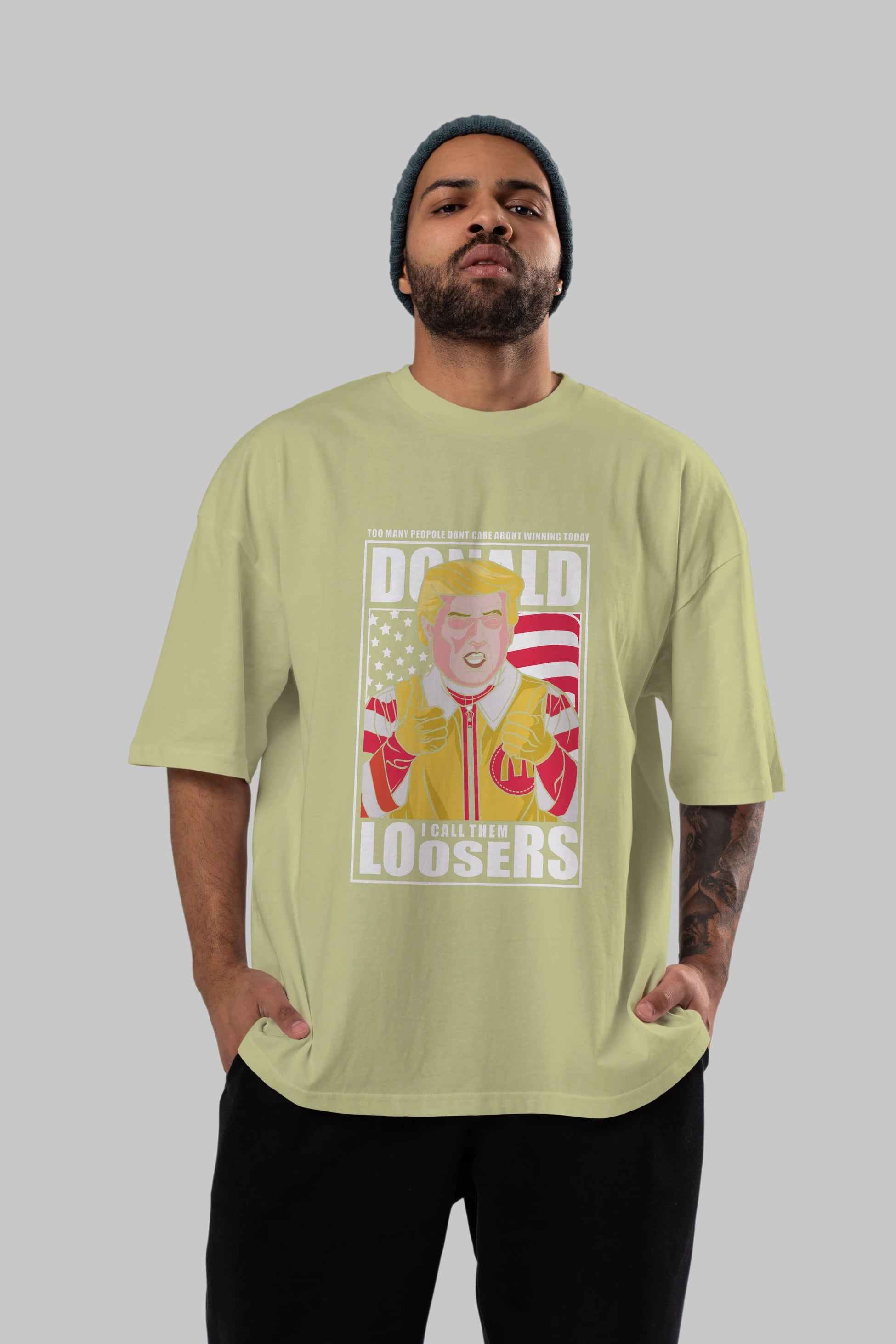 Ronald Trump Ön Baskılı Oversize t-shirt Erkek Kadın Unisex %100 Pamuk tişort