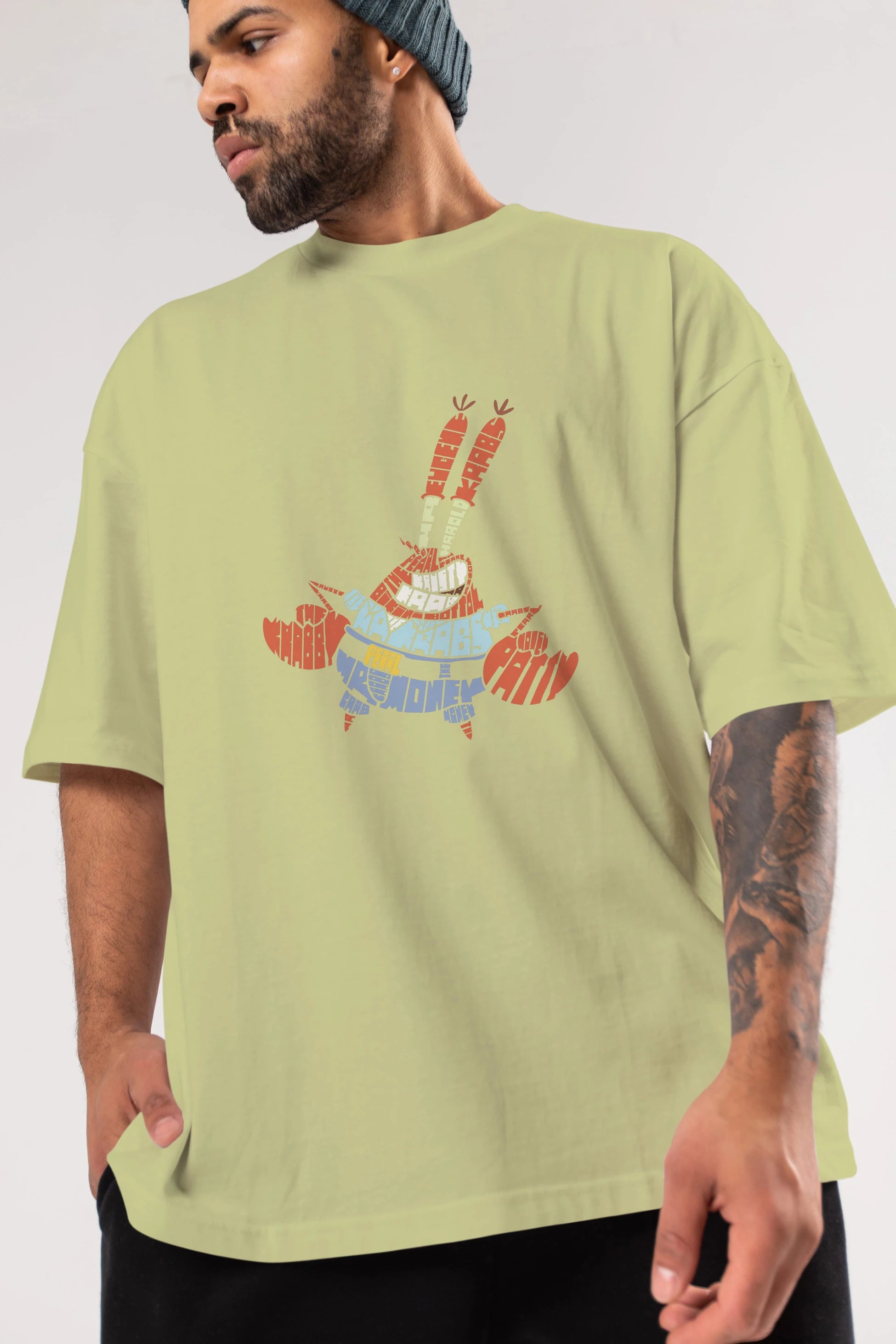 Mr Krabs Ön Baskılı Oversize t-shirt %100 pamuk Erkek Kadın Unisex