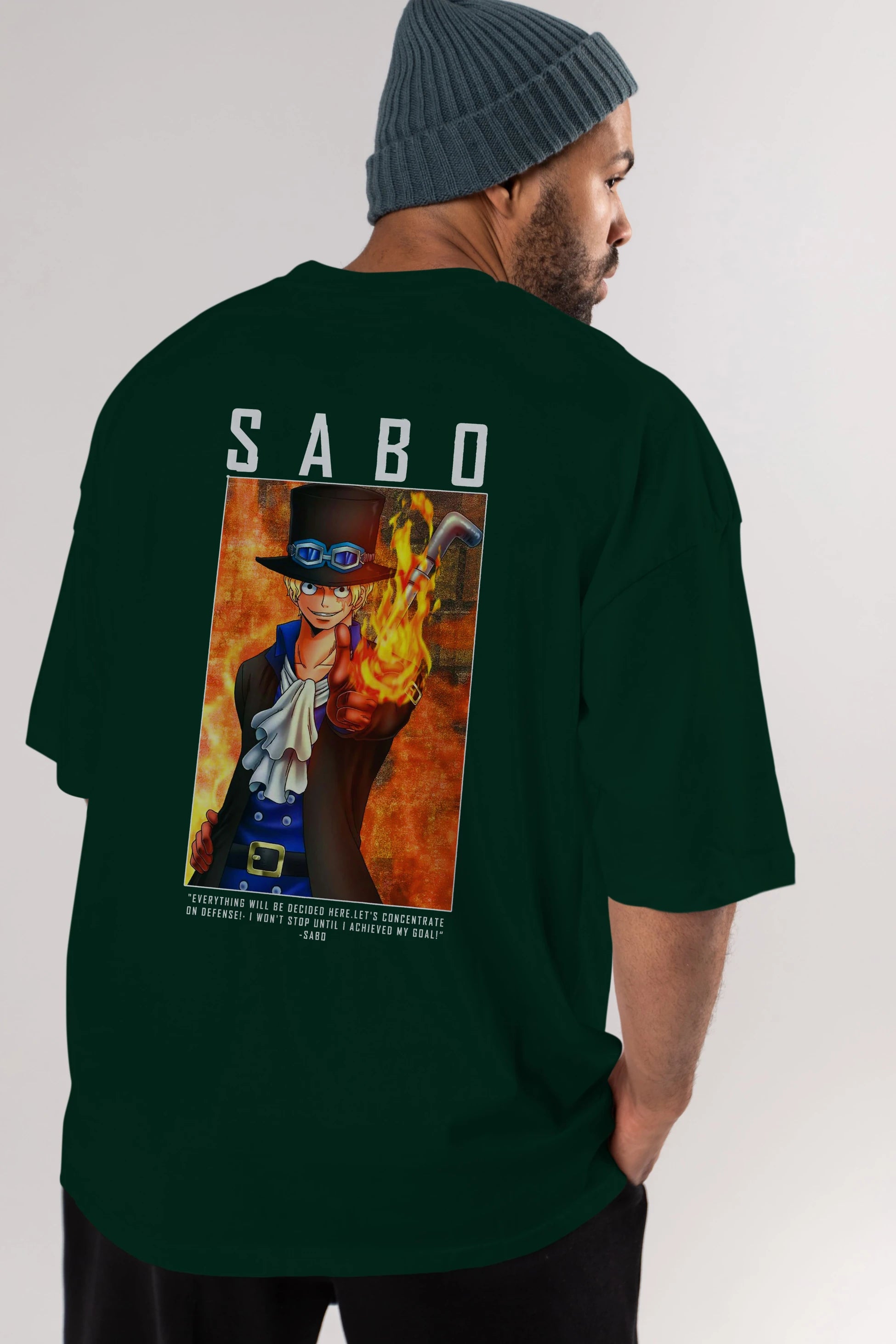 Sabo Anime Arka Baskılı Oversize t-shirt Erkek Kadın Unisex %100 pamuk tişort