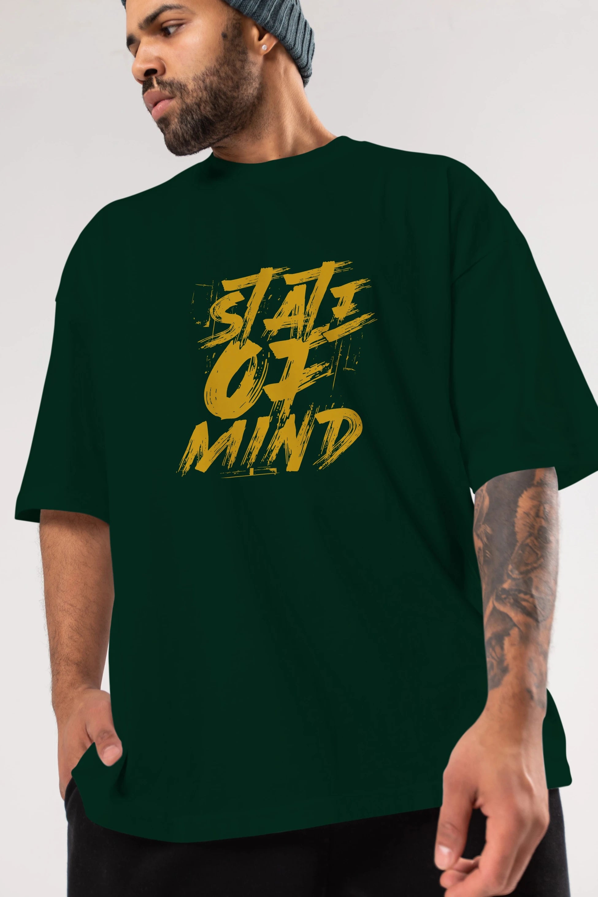 State on Mind Ön Baskılı Oversize t-shirt Erkek Kadın Unisex