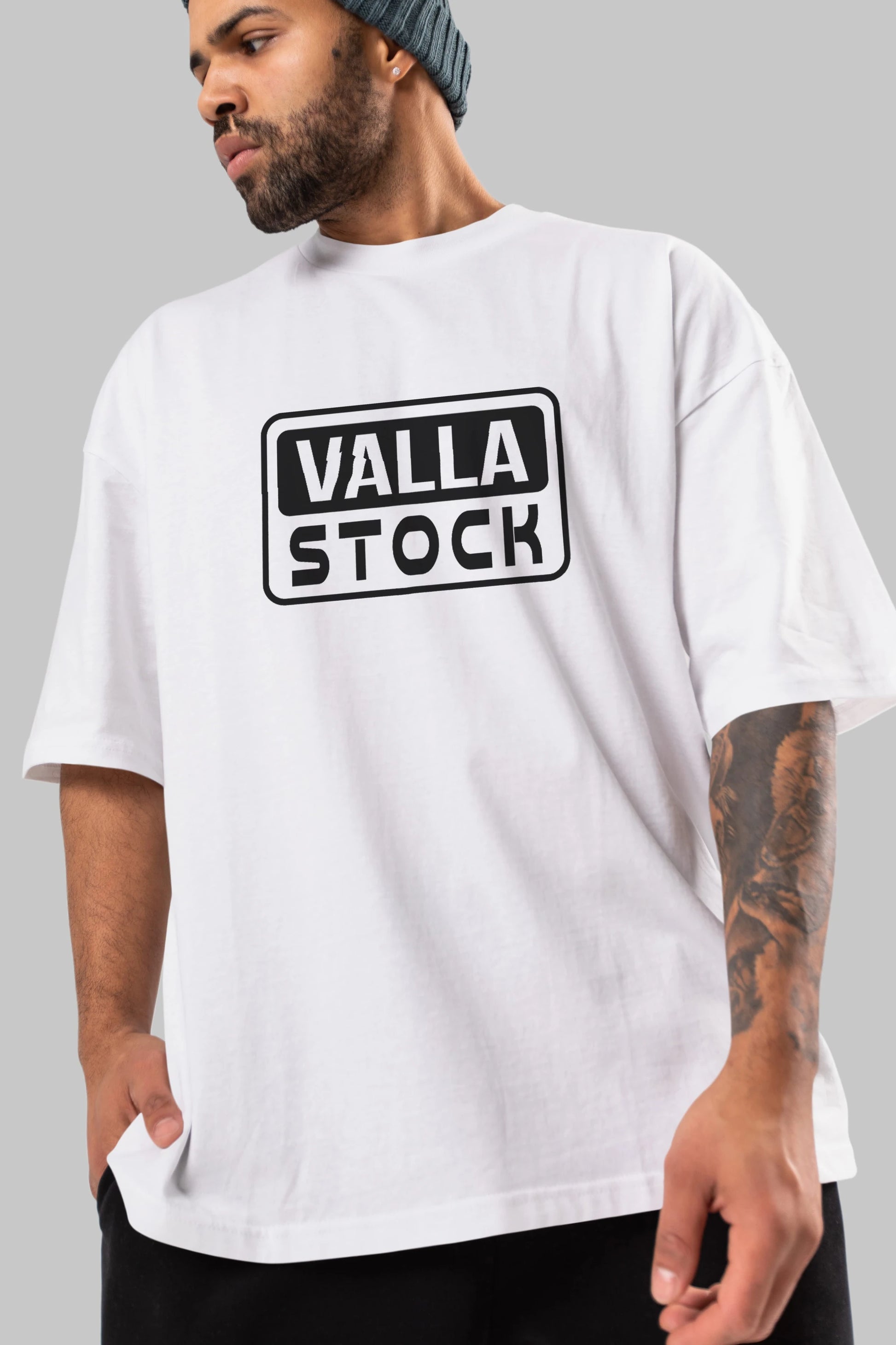 Valla Stock Ön Baskılı Oversize t-shirt %100 pamuk Erkek Kadın Unisex