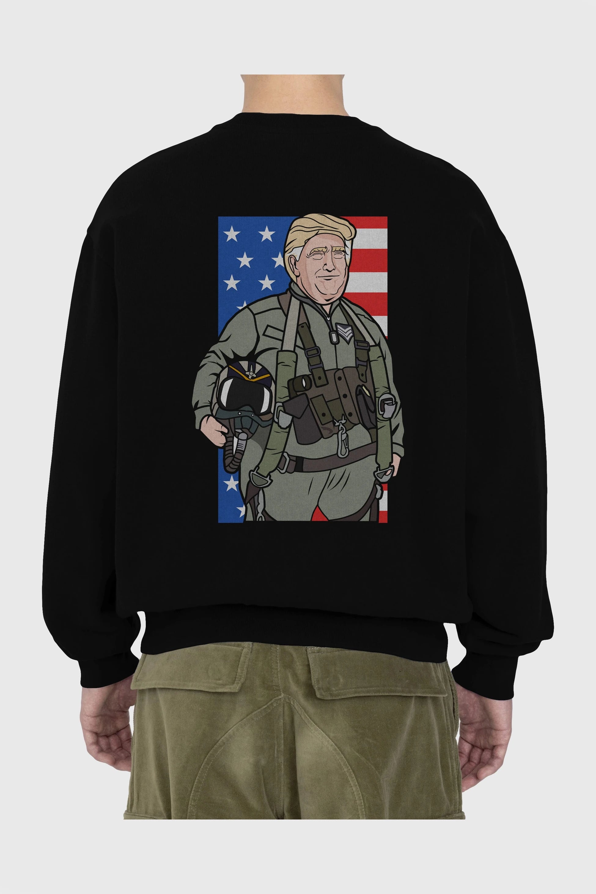 Trump Jetplane Pilot Arka Baskılı Oversize Sweatshirt Erkek Kadın Unisex