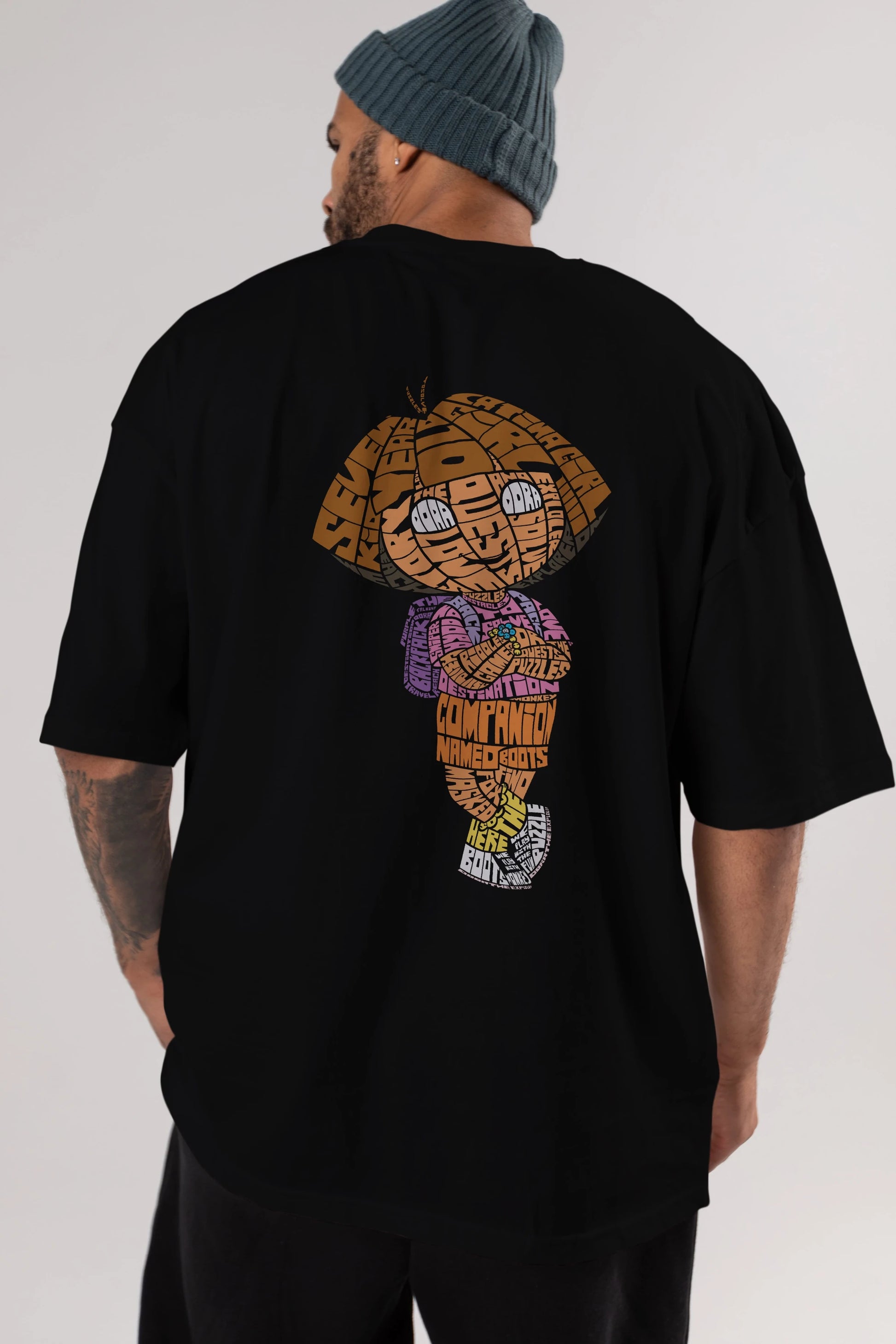 Dora Arka Baskılı Oversize t-shirt %100 pamuk Erkek Kadın Unisex