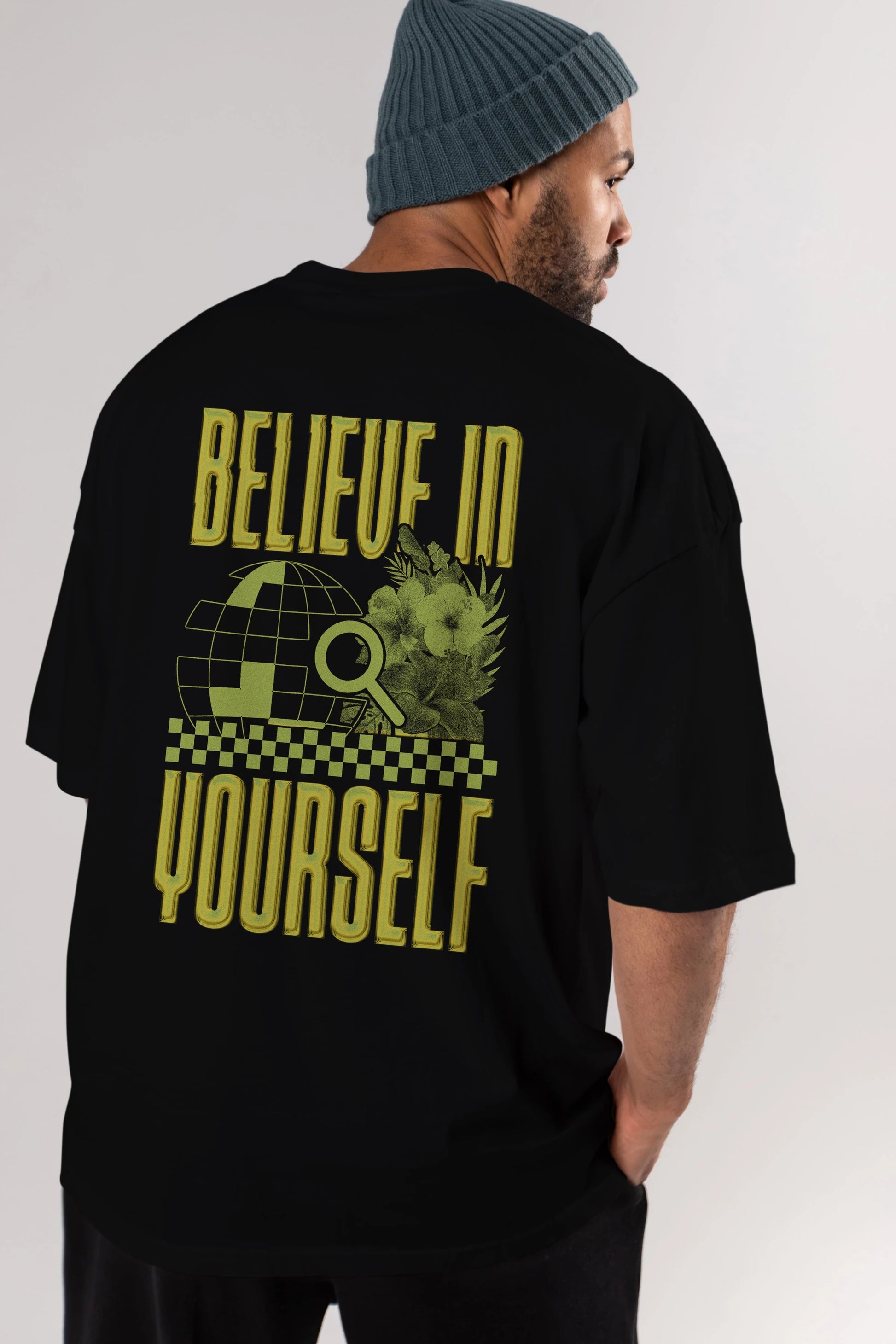 Believe in Yourself Yellow Arka Baskılı Oversize t-shirt Erkek Kadın Unisex