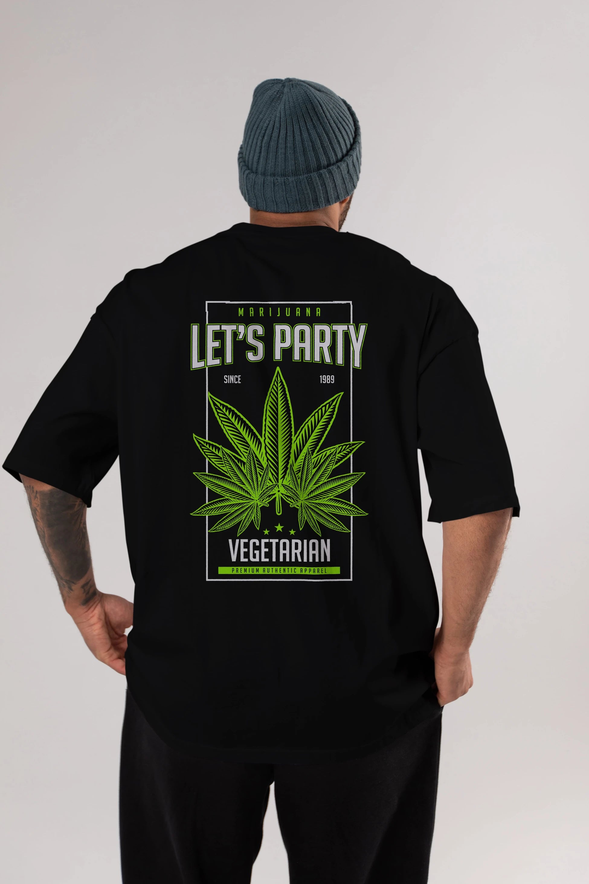 Lets Party Arka Baskılı Oversize t-shirt Erkek Kadın Unisex