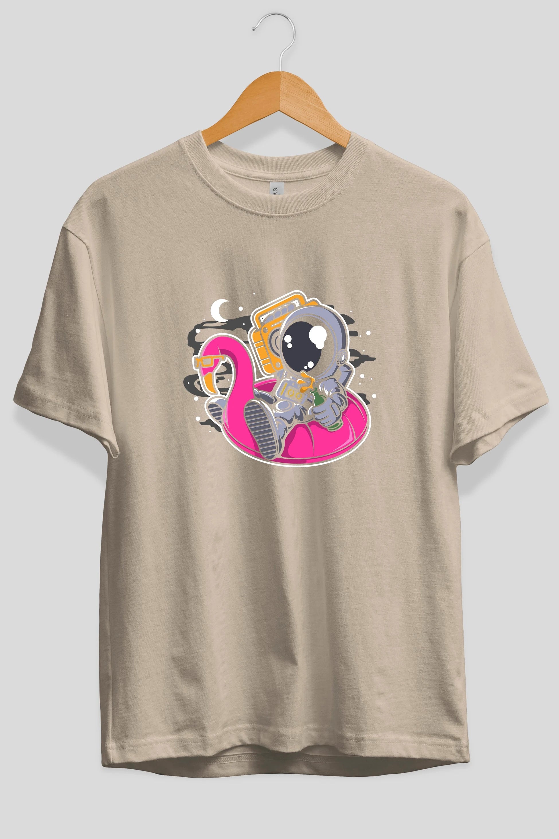 Astronaut Floaties Ballon Ön Baskılı Oversize t-shirt Erkek Kadın Unisex