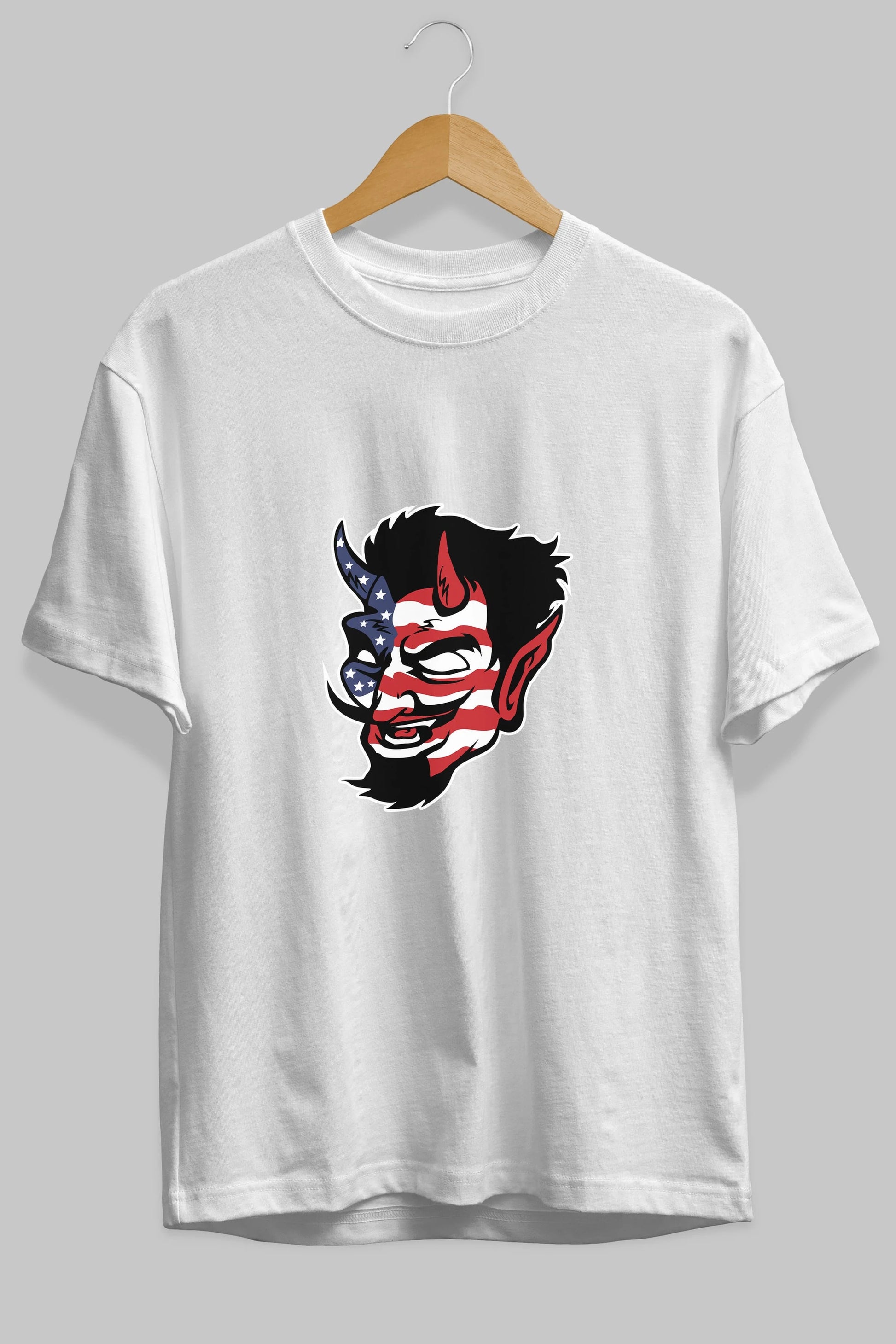 American Devil Ön Baskılı Oversize t-shirt Erkek Kadın Unisex %100 Pamuk tişort