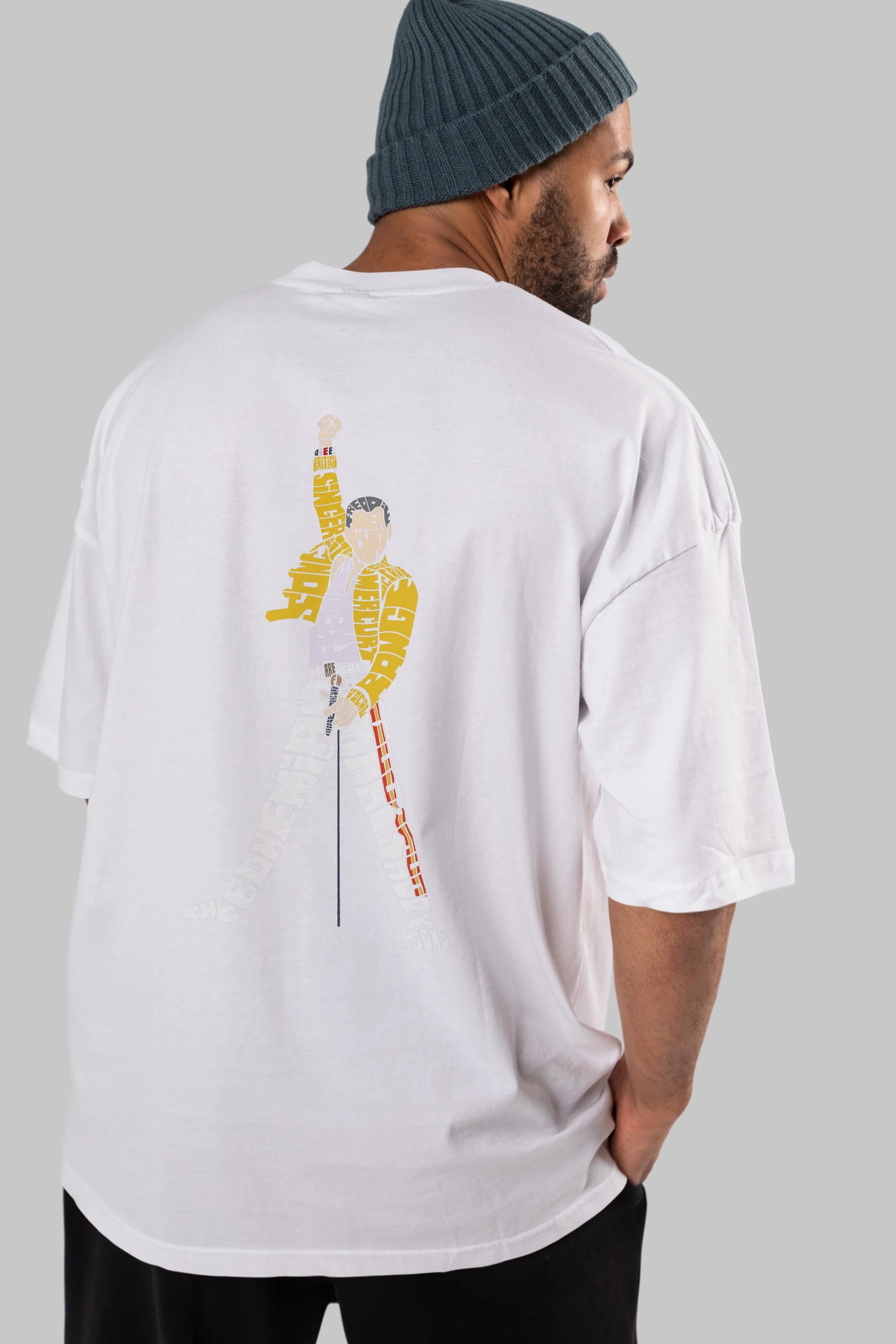 Freddy Mercury Arka Baskılı Oversize t-shirt %100 pamuk Erkek Kadın Unisex