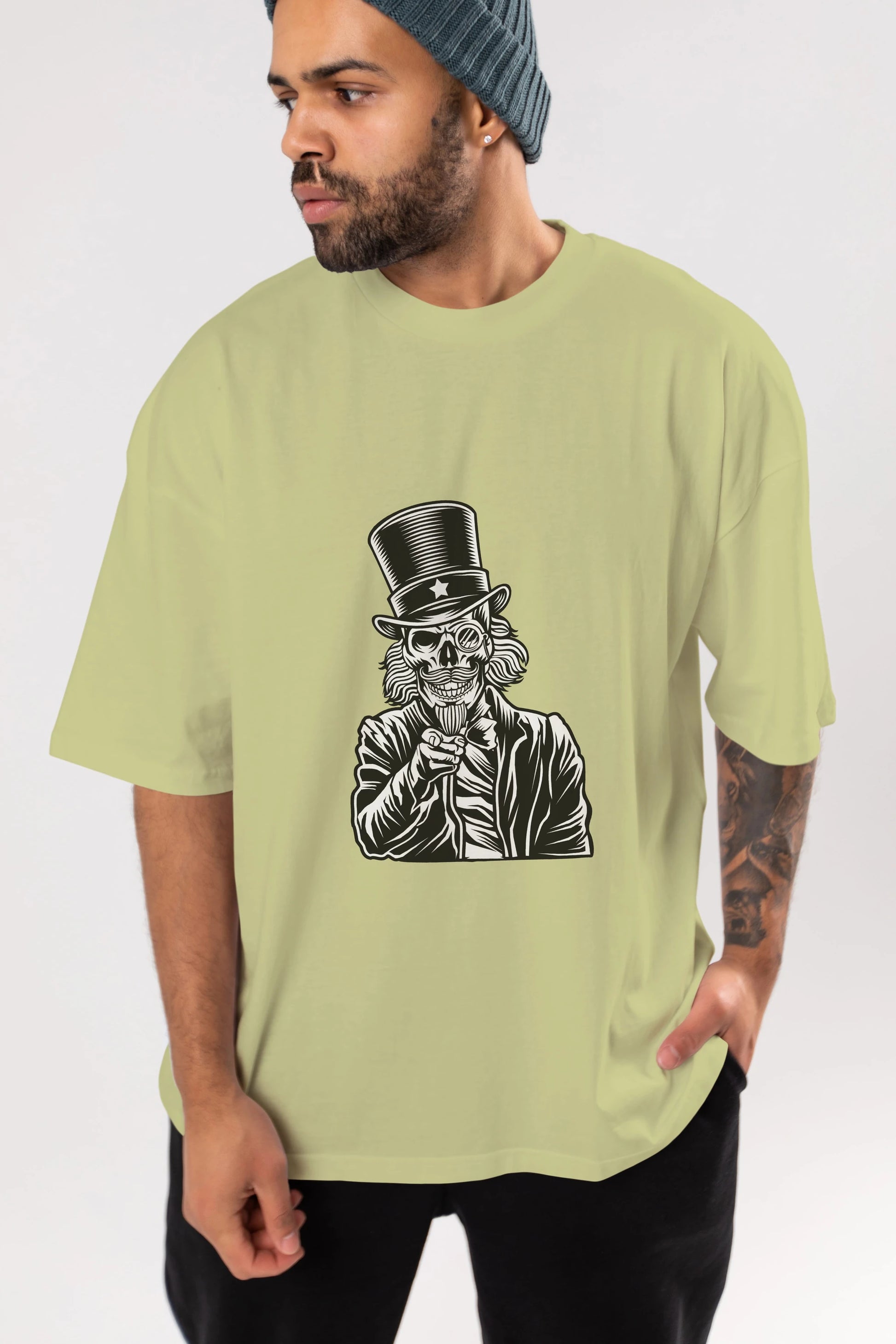 I Want You Skull Ön Baskılı Oversize t-shirt Erkek Kadın Unisex %100 Pamuk tişort
