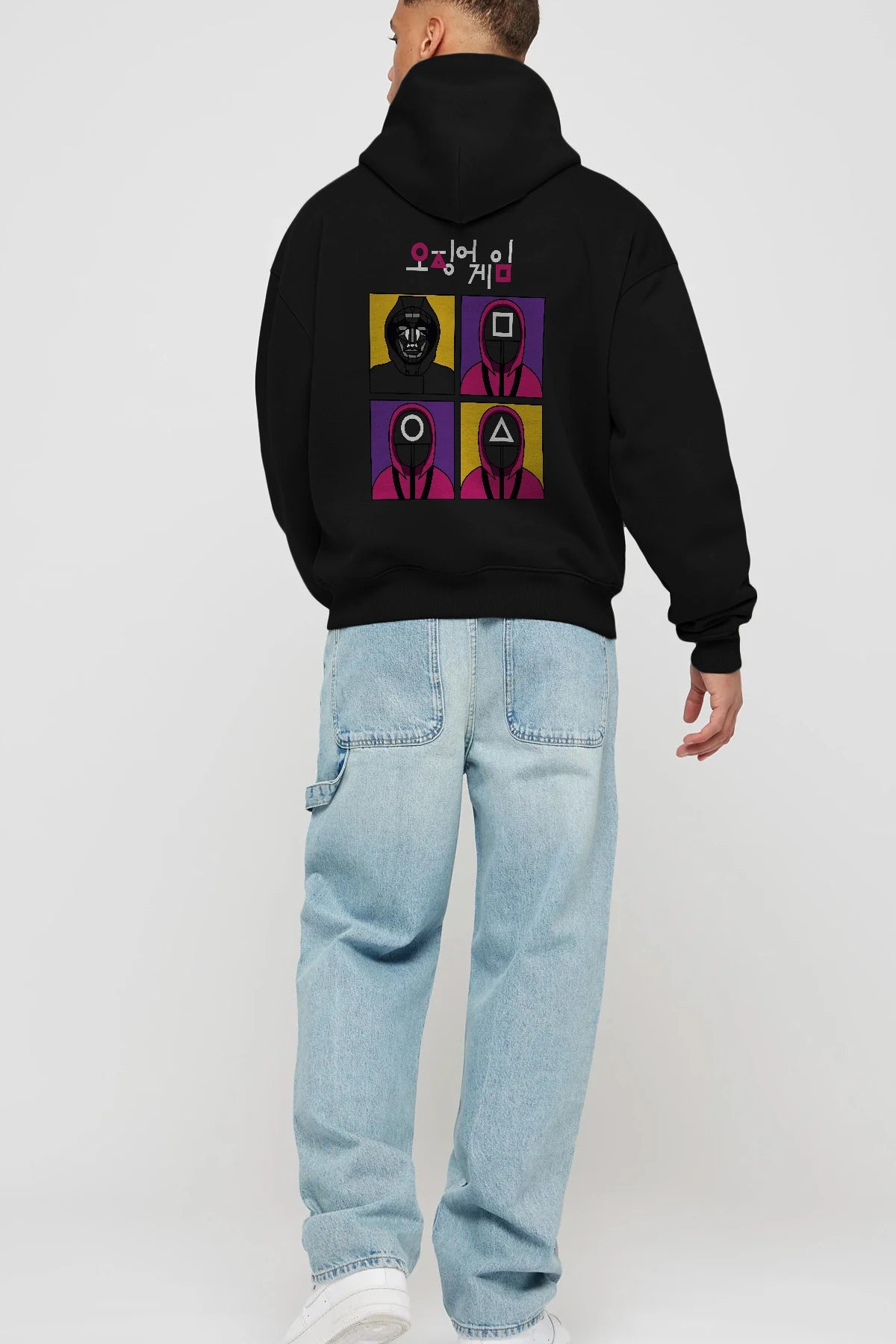 Squid Game (1) Arka Baskılı Hoodie Oversize Kapüşonlu Sweatshirt Erkek Kadın Unisex