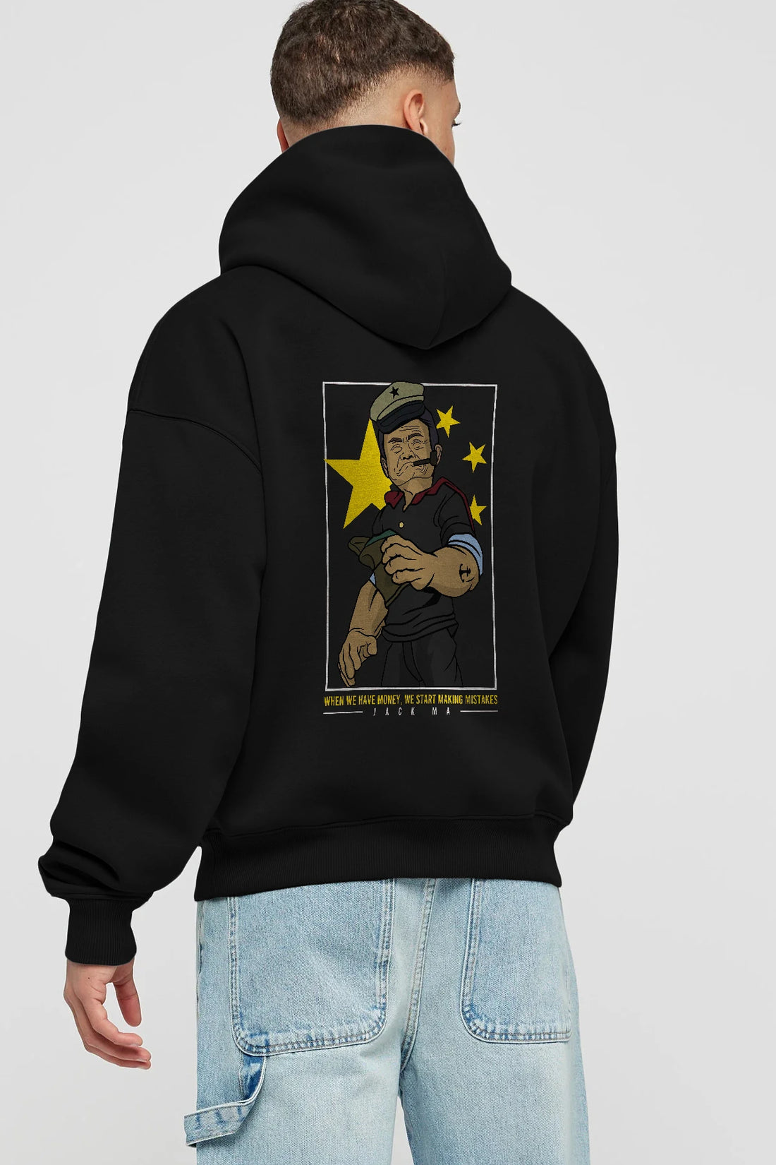 Popeye Jack Ma Arka Baskılı Hoodie Oversize Kapüşonlu Sweatshirt Erkek Kadın Unisex