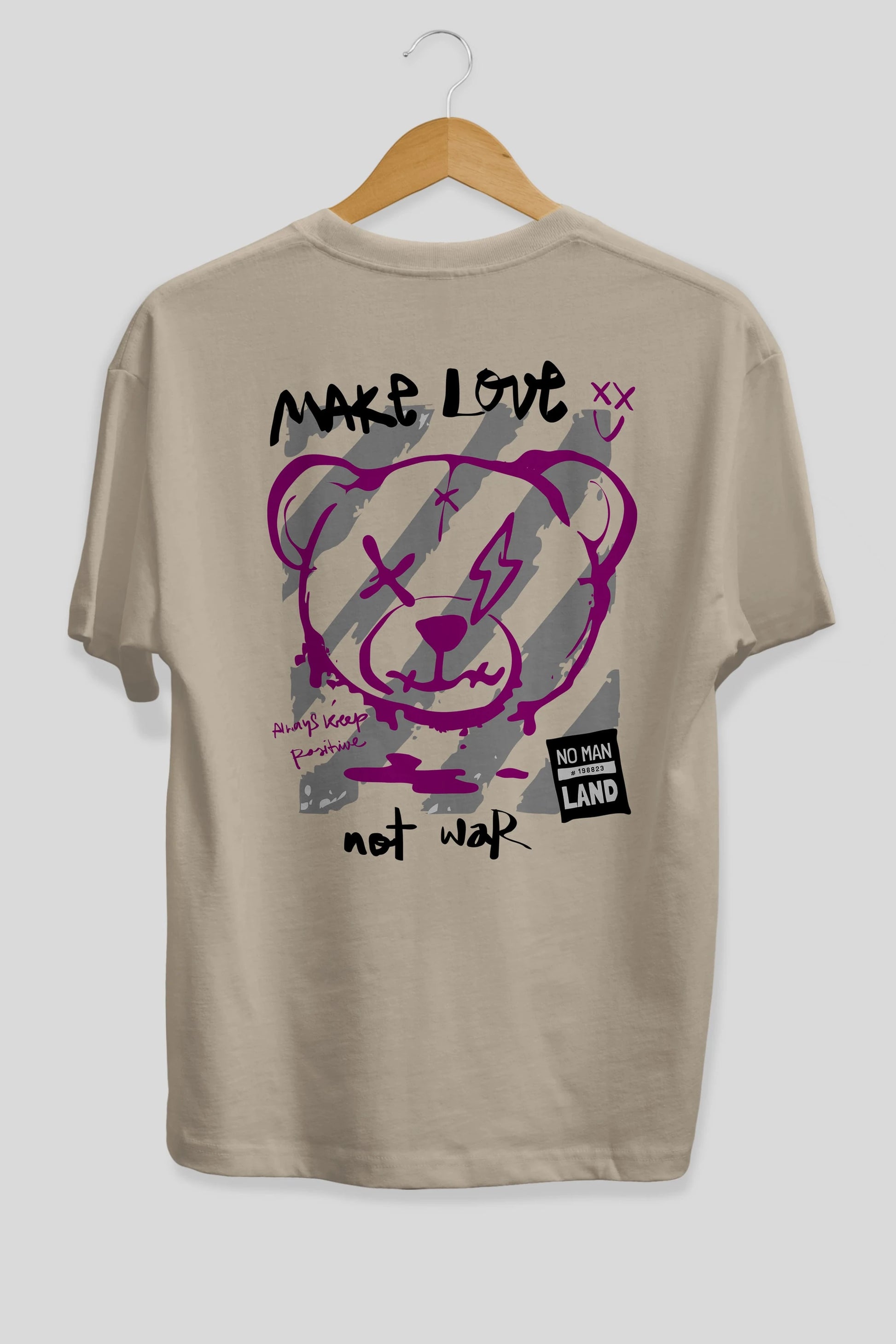 Make Love Bear Arka Baskılı Oversize t-shirt Erkek Kadın Unisex