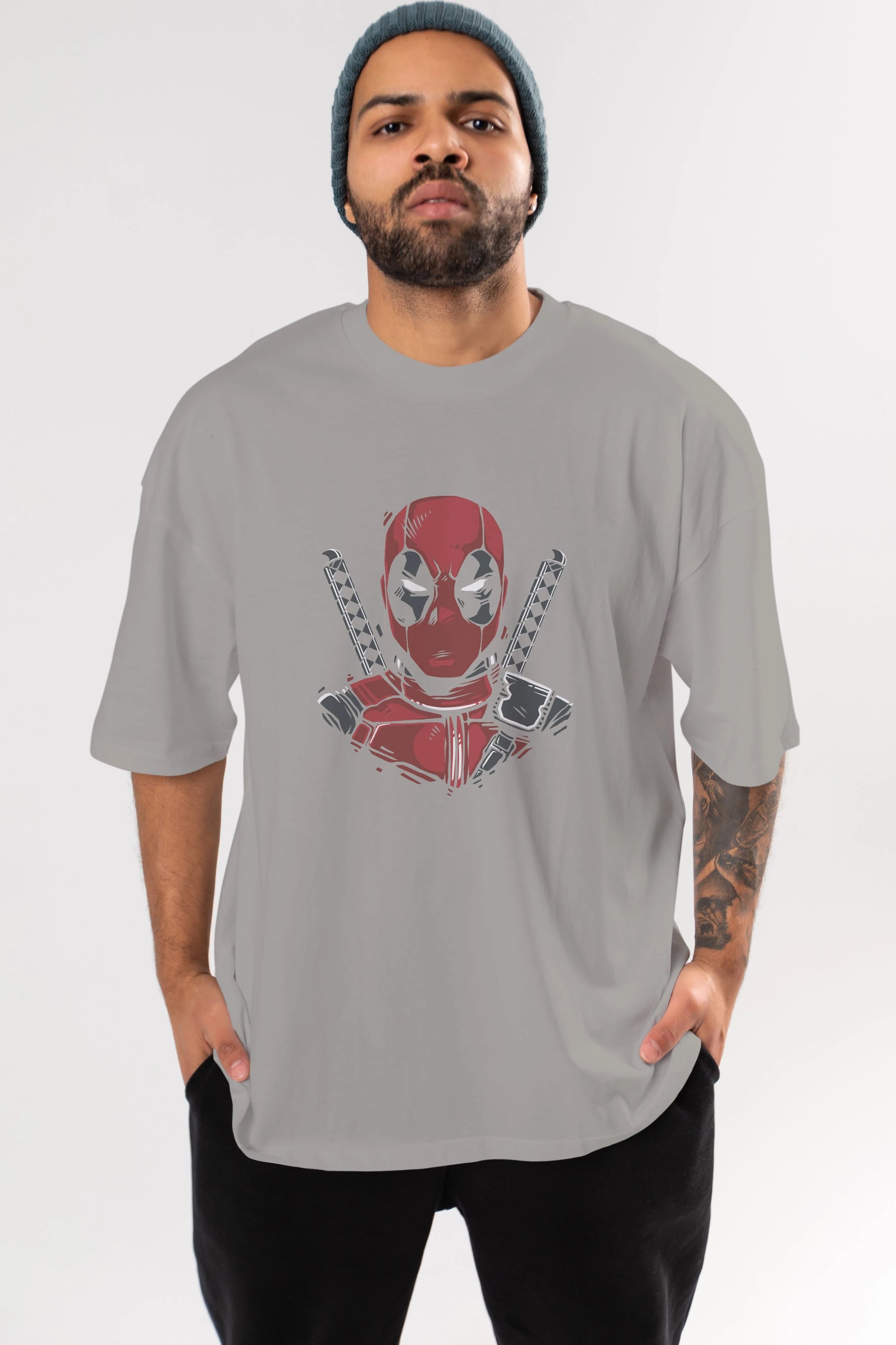 Deadpool (4) Ön Baskılı Oversize t-shirt Erkek Kadın Unisex %100 Pamuk Bisiklet Yaka tişort