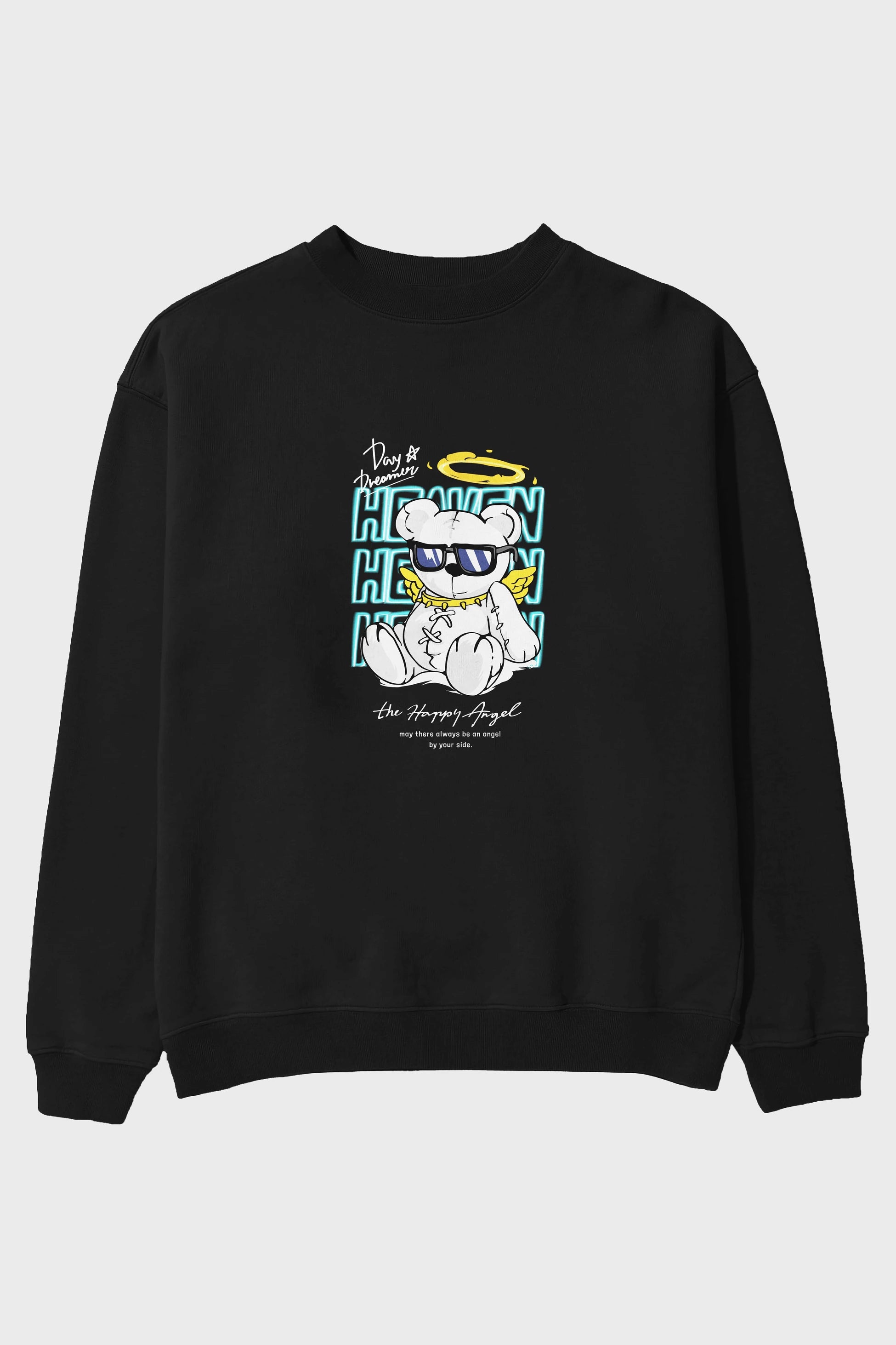Heaven Bear Ön Baskılı Oversize Sweatshirt Erkek Kadın Unisex