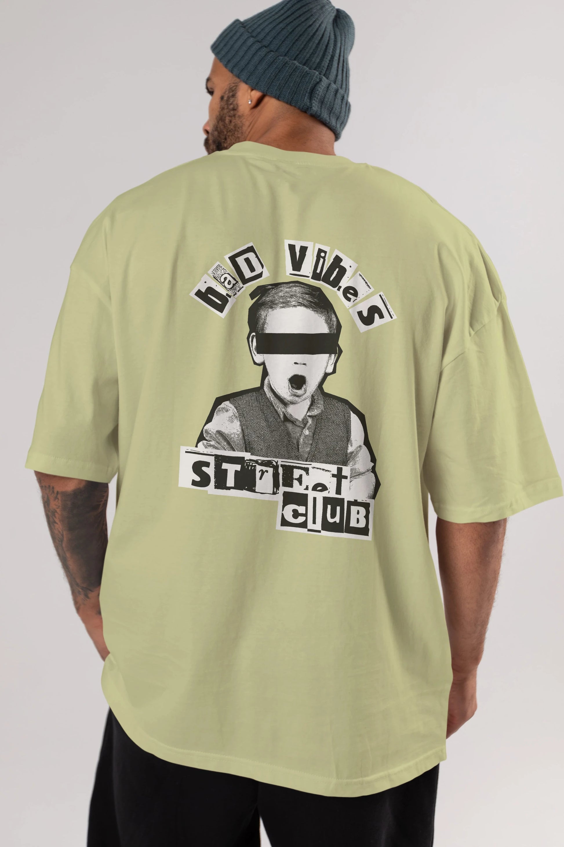 Bad Vibes Street Club Arka Baskılı Oversize t-shirt Erkek Kadın Unisex