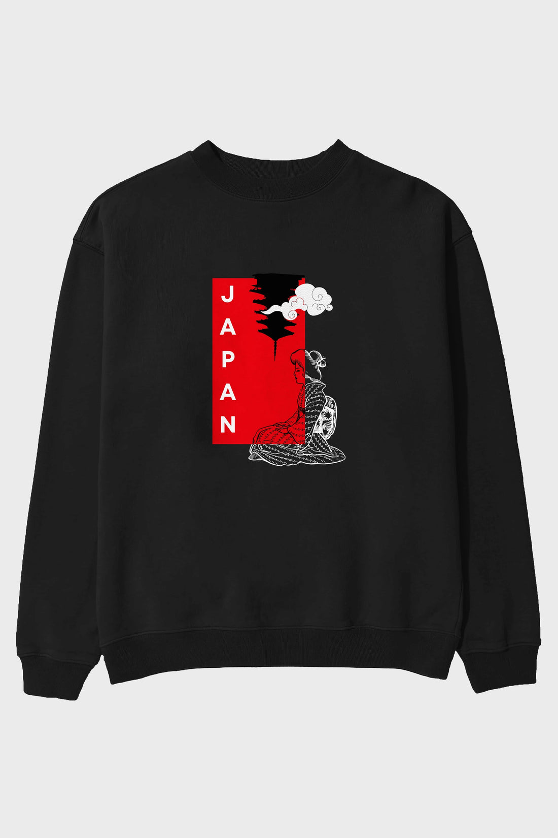 Japan Yazılı Streetwear Ön Baskılı Oversize Sweatshirt Erkek Kadın Unisex