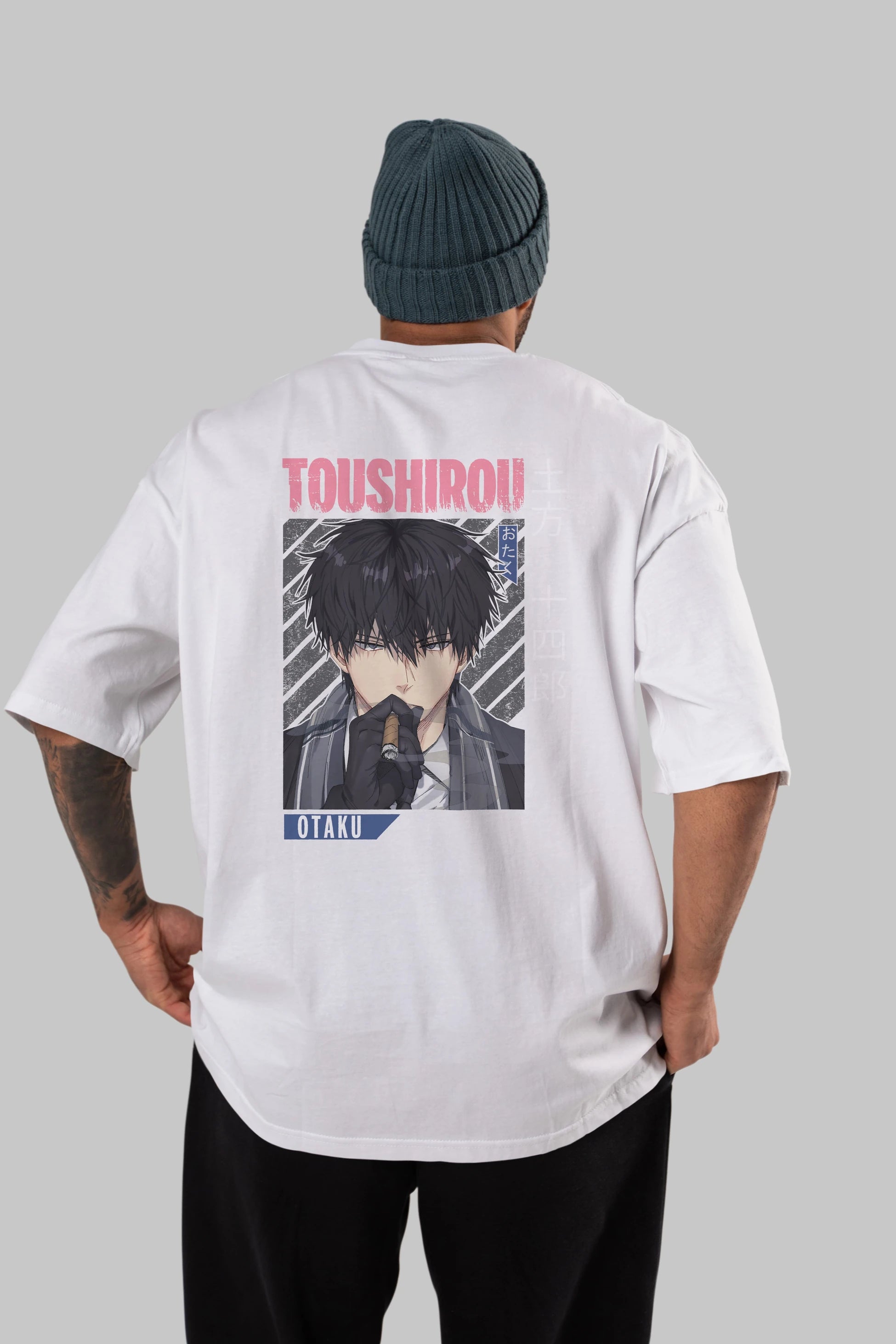Toushirou Hijikata 2 Anime Arka Baskılı Oversize t-shirt Erkek Kadın Unisex
