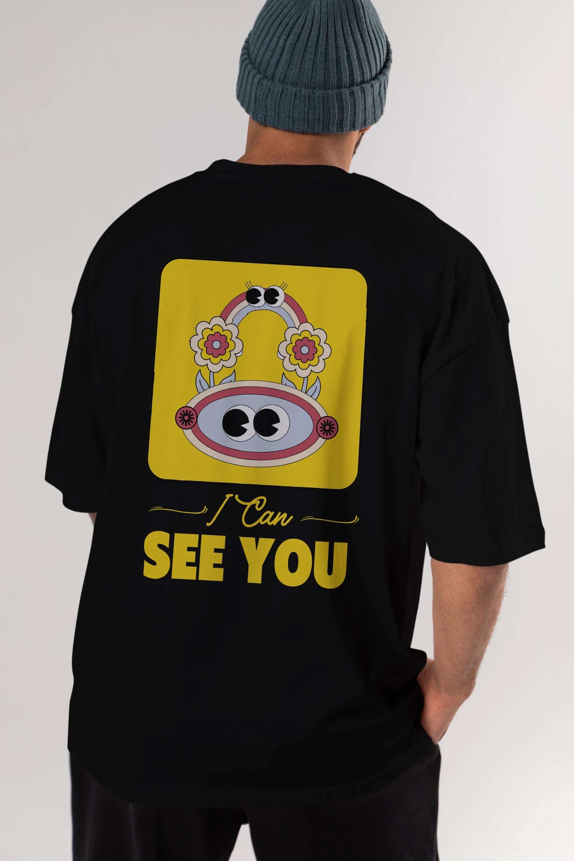 I Can See You Yazılı Arka Baskılı Oversize t-shirt Erkek Kadın Unisex