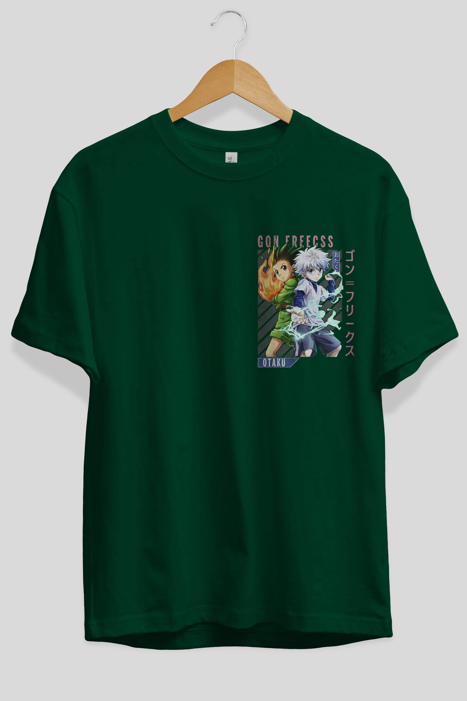 Gon Freecss HUNTER X HUNTER 1 Ön Sol Baskılı Oversize t-shirt Erkek Kadın Unisex %100 Pamuk Bisiklet Yaka tişort