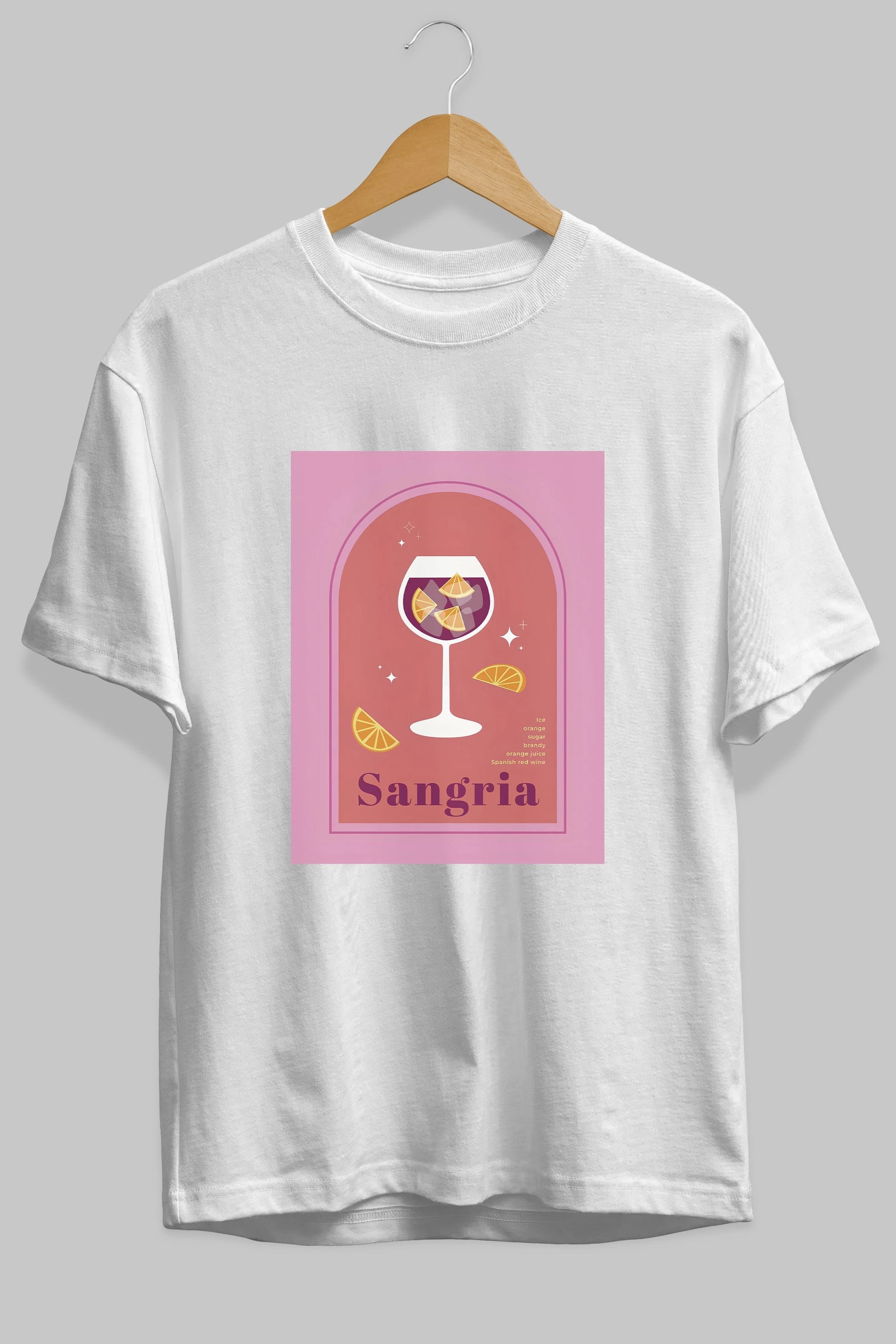 Sangria Ön Baskılı Oversize t-shirt Erkek Kadın Unisex %100 Pamuk Bisiklet Yaka tişort