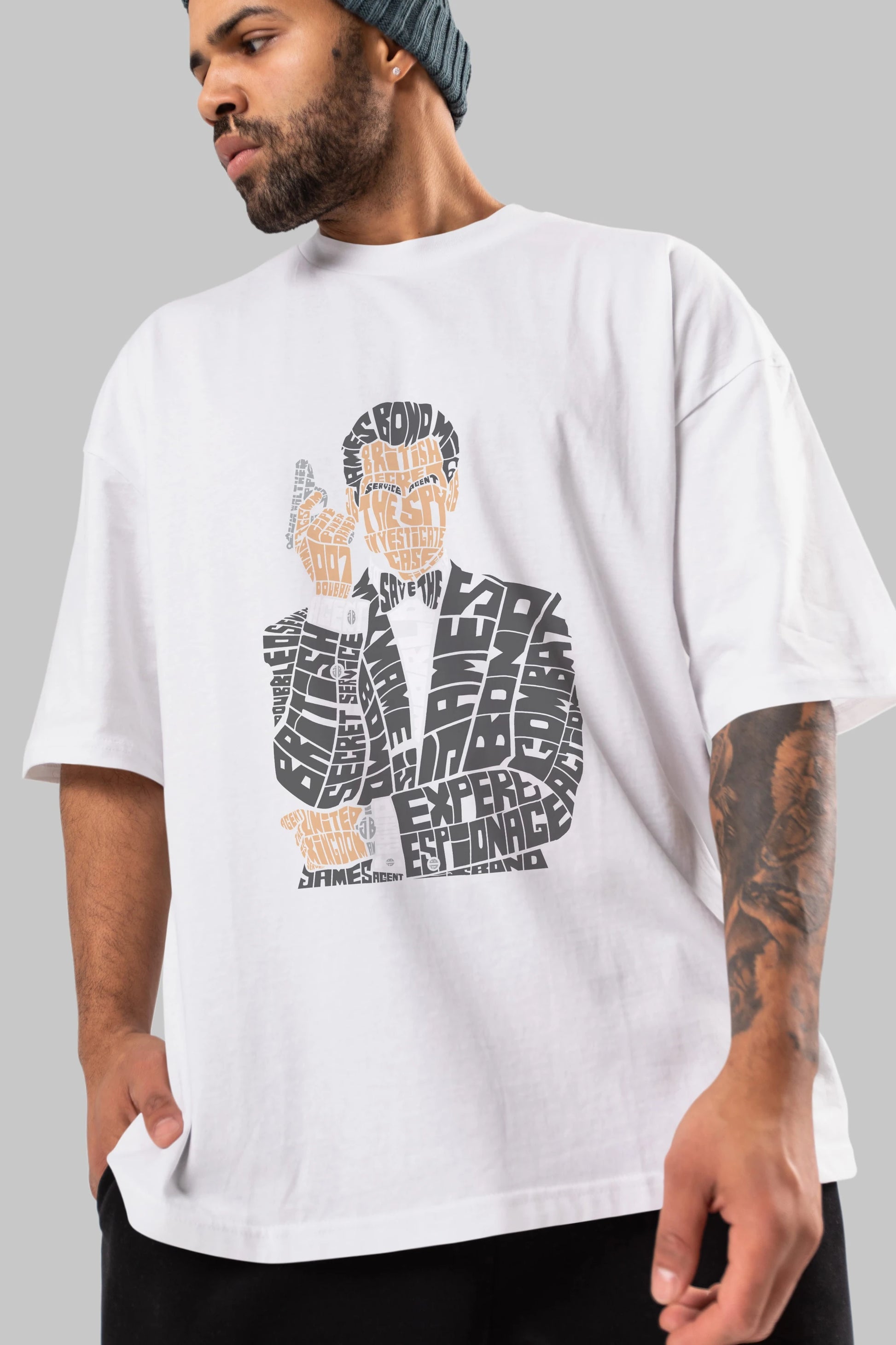 James Bond Ön Baskılı Oversize t-shirt %100 pamuk Erkek Kadın Unisex