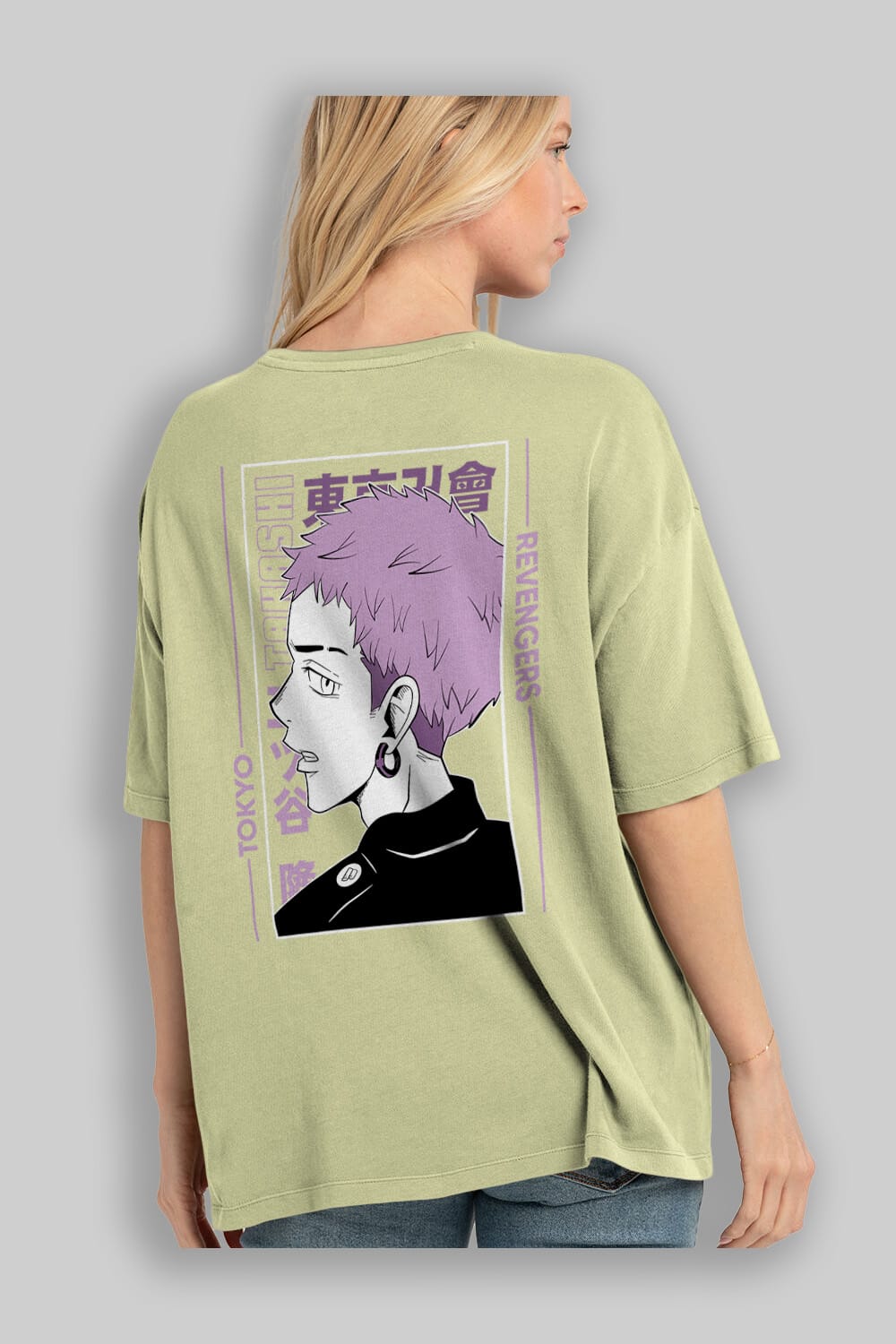 Takashi Mitsuya Anime Arka Baskılı Oversize t-shirt Erkek Kadın Unisex