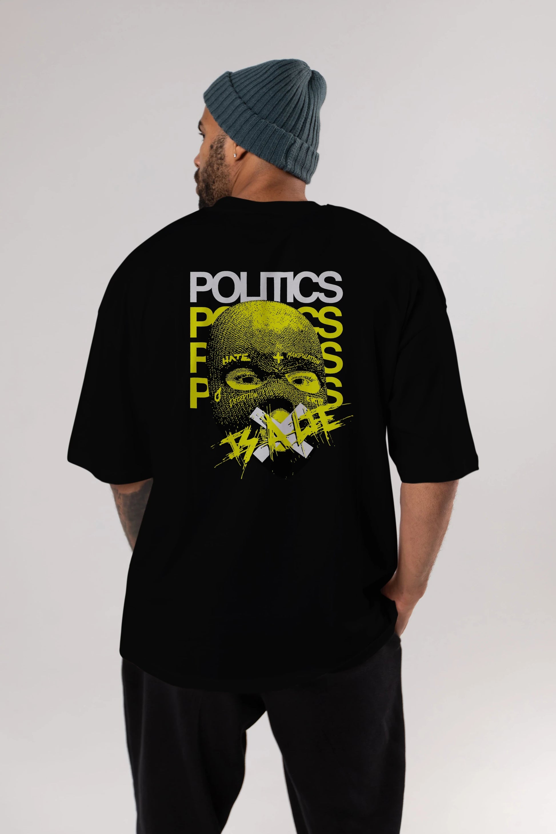 Politics is a Lie Arka Baskılı Oversize t-shirt Erkek Kadın Unisex